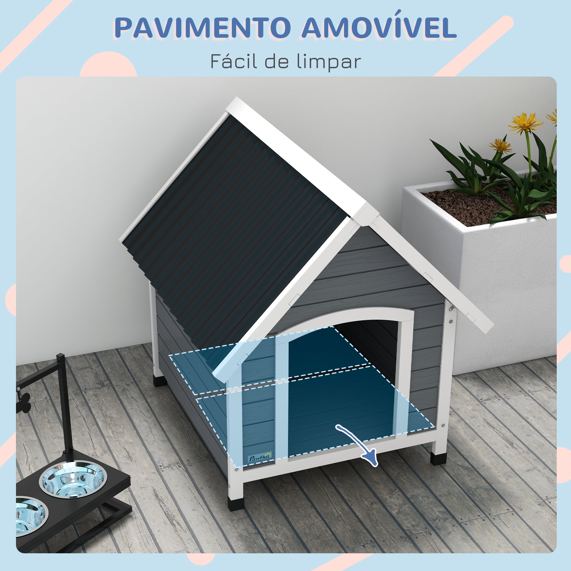 Casota para Cães de Tamanho Médio 75x88x82 cm Cinza