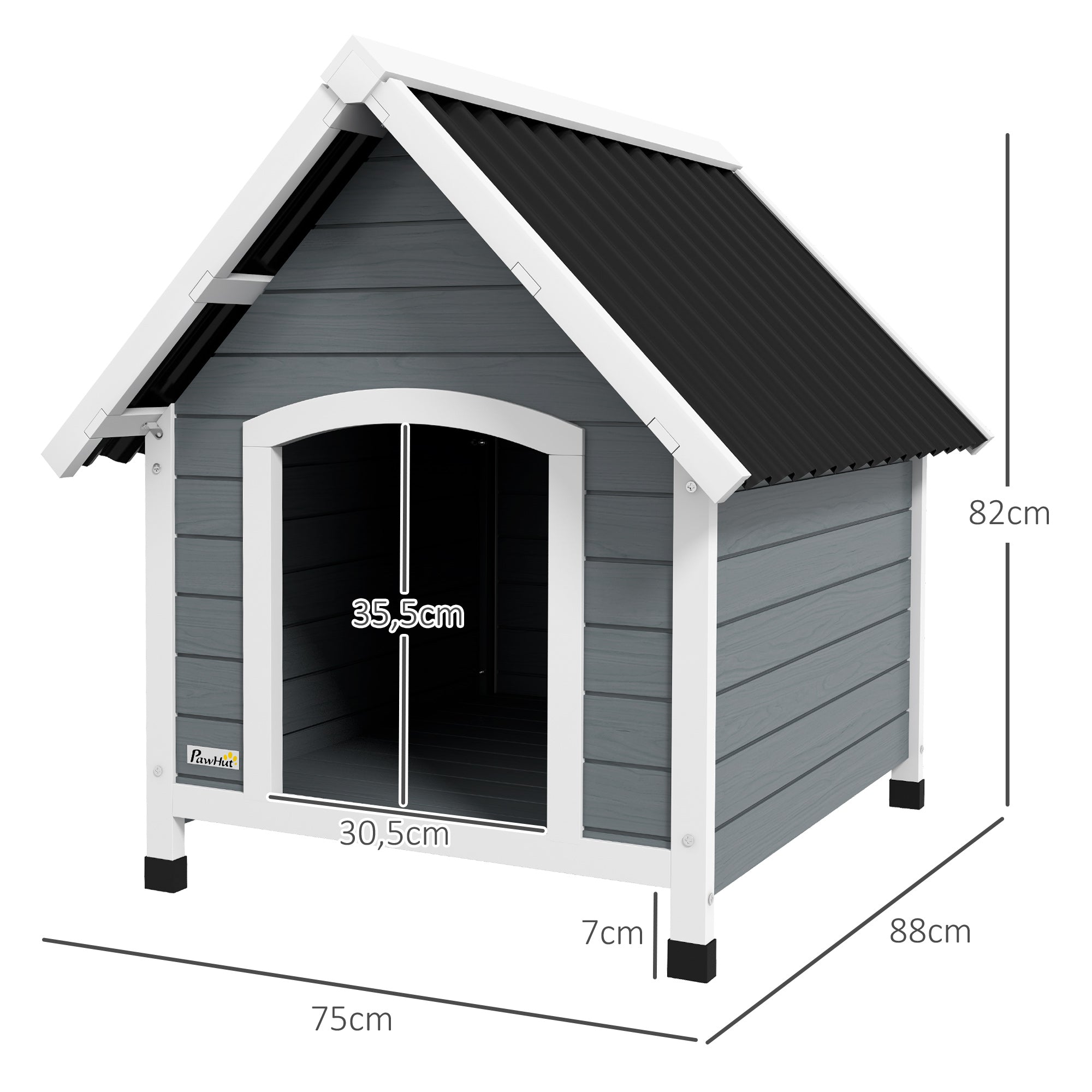 Casota para Cães de Tamanho Médio 75x88x82 cm Cinza