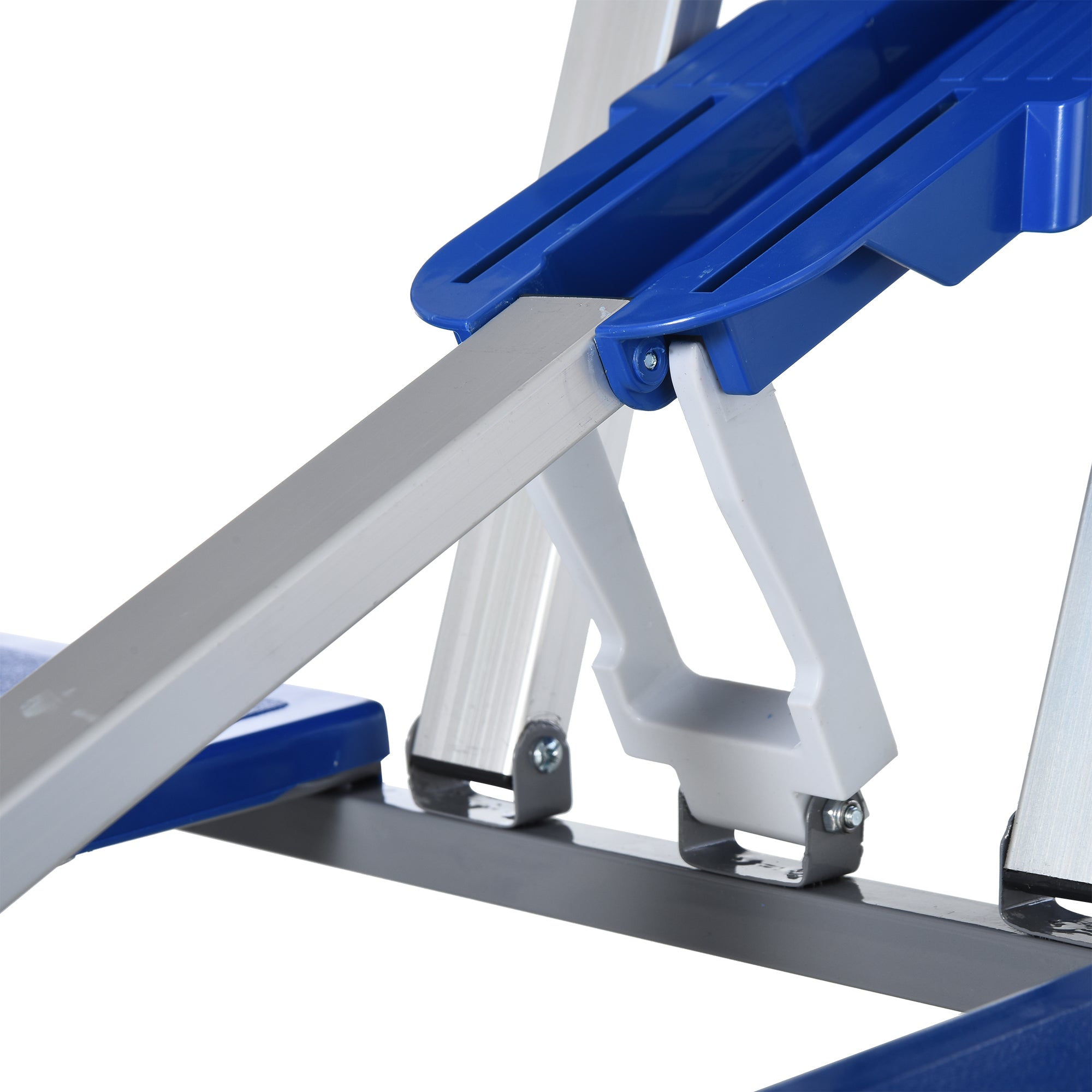 Mesa de Acampamento Dobrável Azul 84,5x64,5x66cm com 4 Cadeiras Integradas