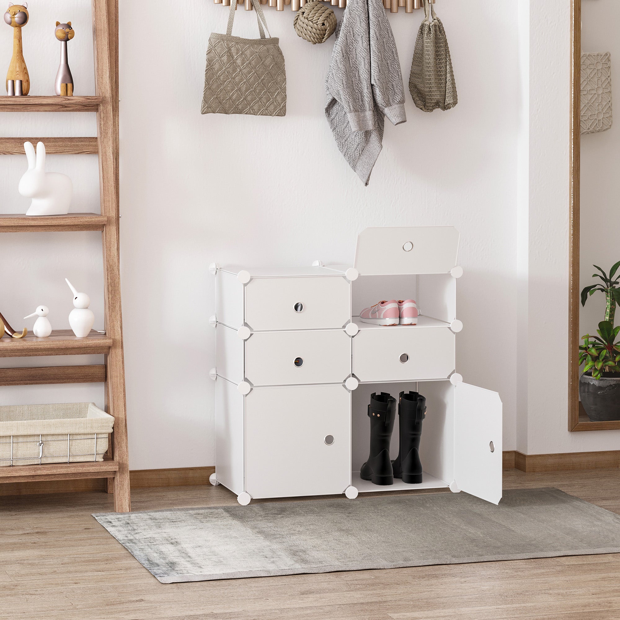 Armário Modular de Plástico 6 Cubos 75x37x73cm Branco