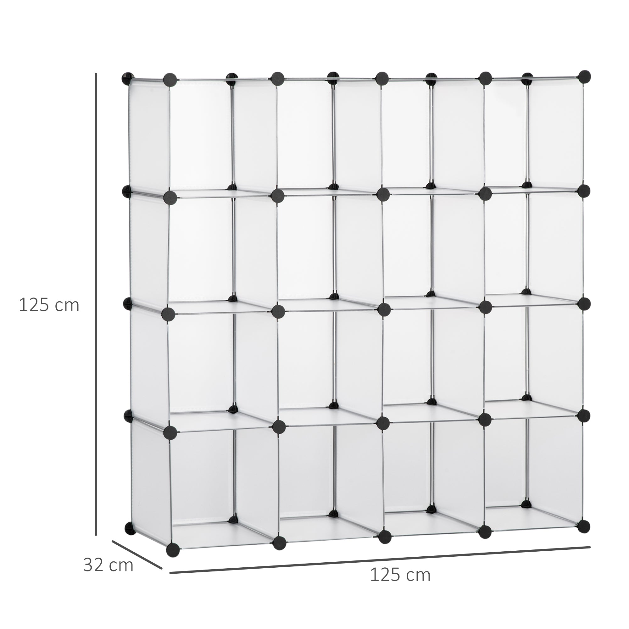 Armário Modular Organizador de Sapatos Transparente 125x32x125 cm