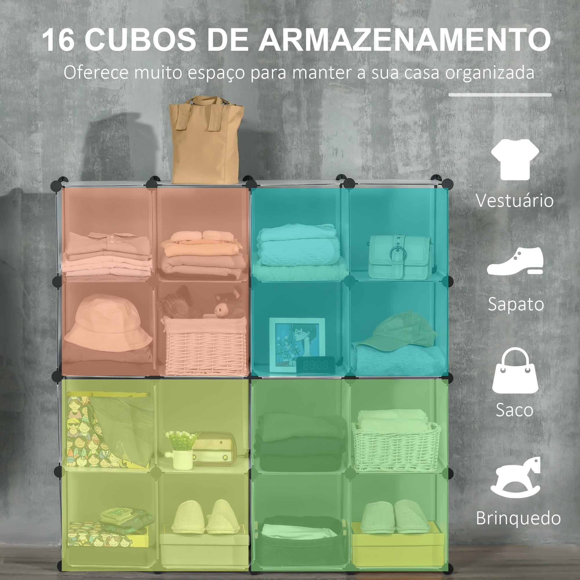 Armário Modular Organizador de Sapatos Transparente 125x32x125 cm