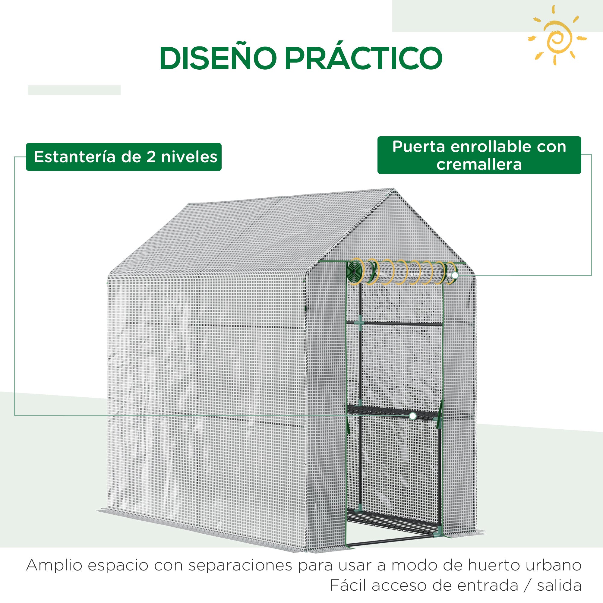 Estufa de Jardim com 4 Prateleiras 120x186x190cm - Branco