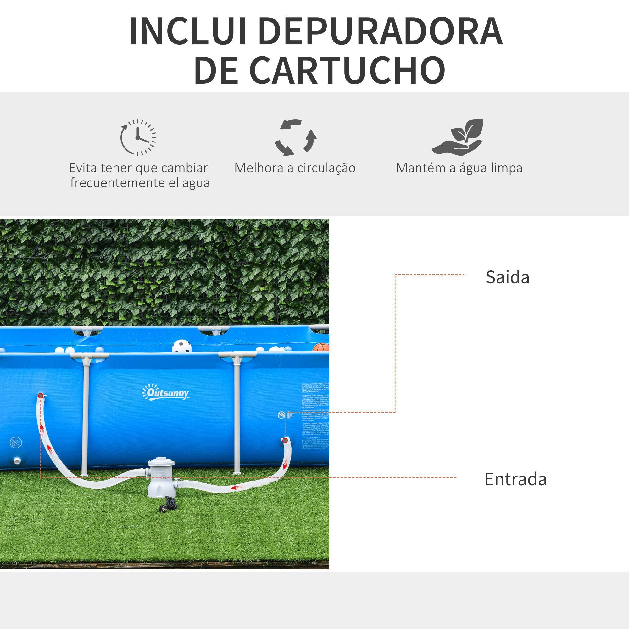 Piscina Desmontável Tubular 252x152x65cm Azul