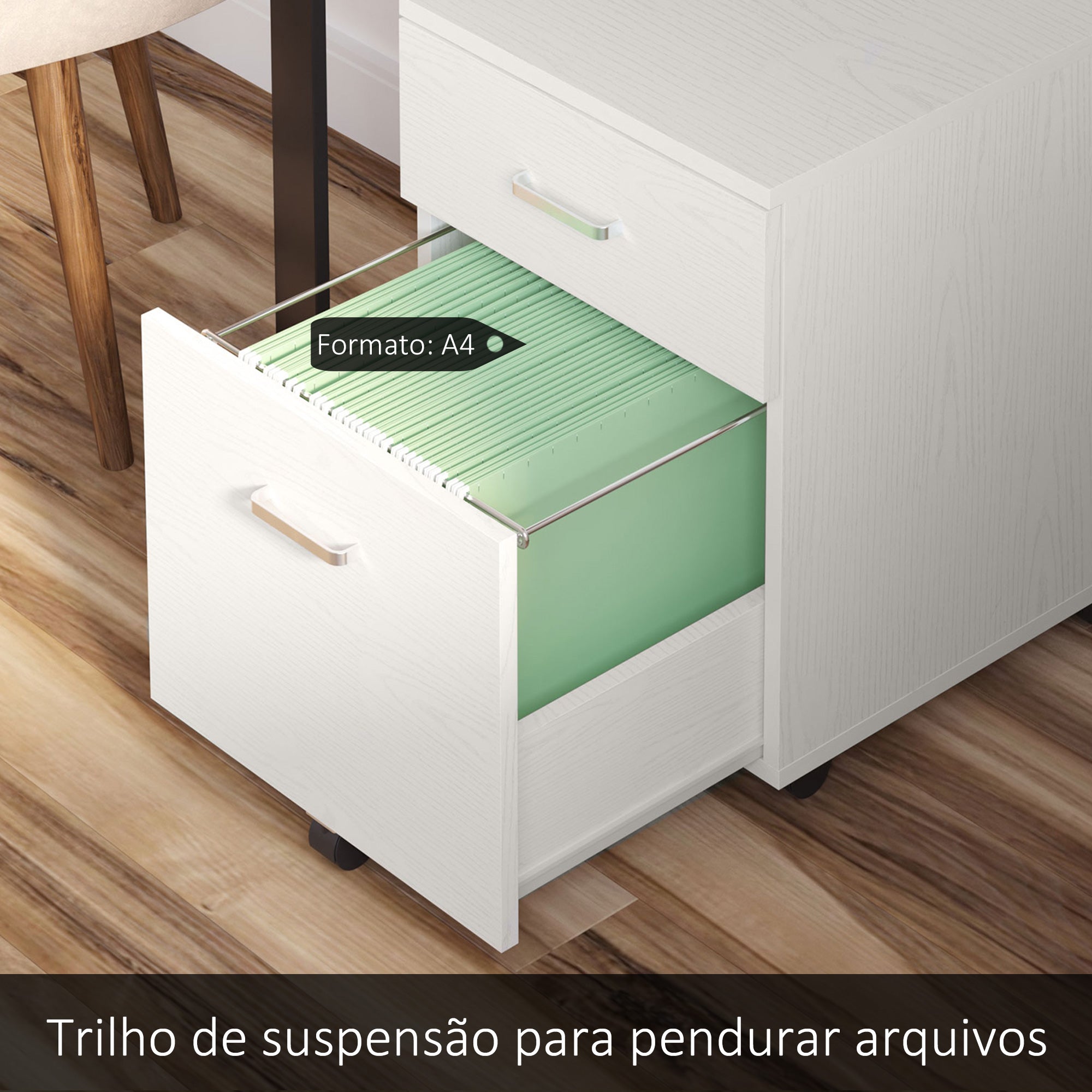 Bloco de Gavetas para Escritório 40x45x55,6cm - Branco