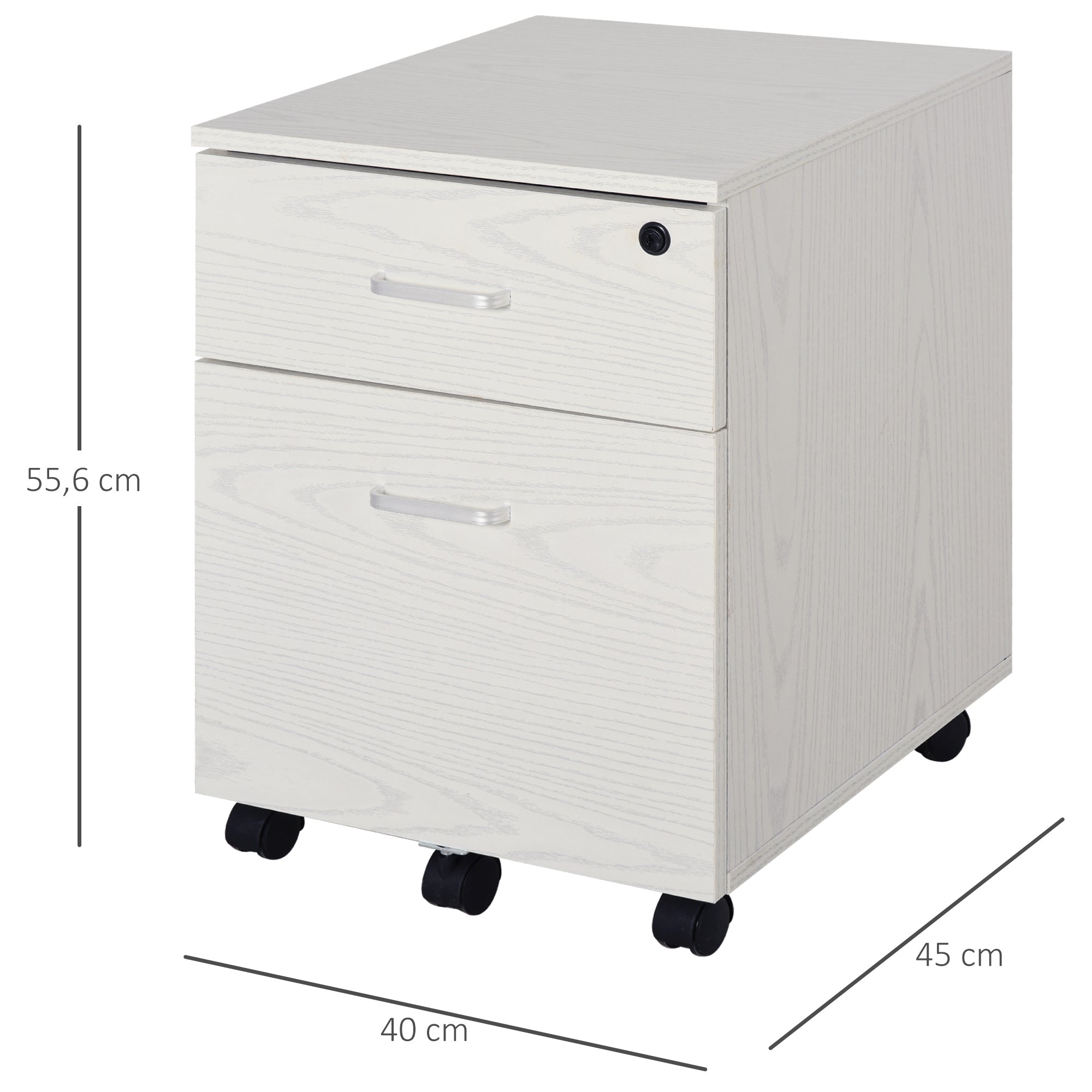 Bloco de Gavetas para Escritório 40x45x55,6cm - Branco