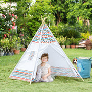 Tenda Tipi Infantil – 120x120x155 cm – Multicor – Madeira e Tecido Mistos