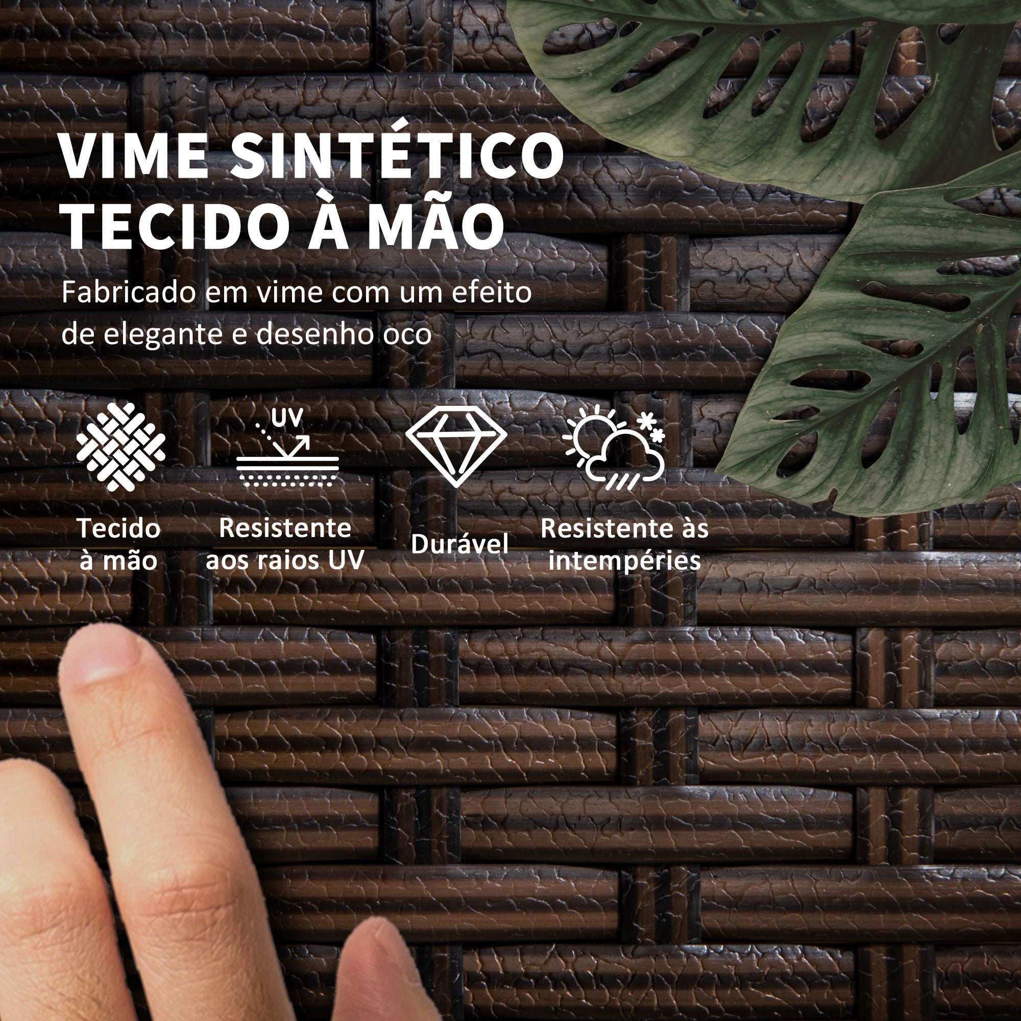 Espreguiçadeiras de Jardim de Vime Sintético Marrom 196x54x32cm - Conjunto de 2 com Mesa de Centro