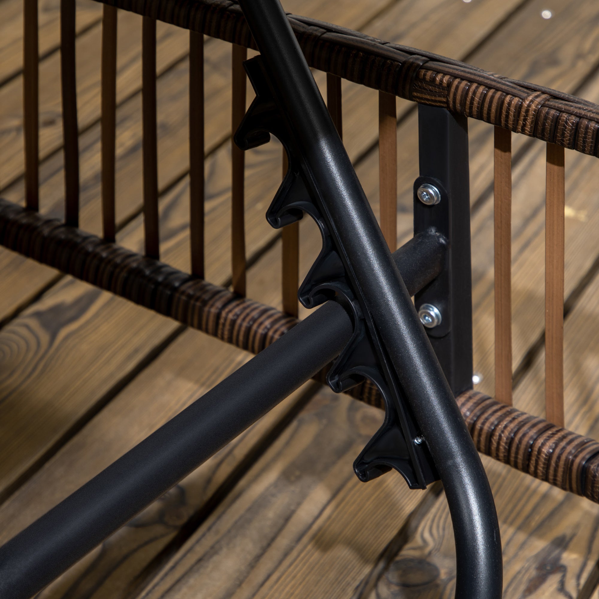 Espreguiçadeiras de Jardim de Vime Sintético Marrom 196x54x32cm - Conjunto de 2 com Mesa de Centro