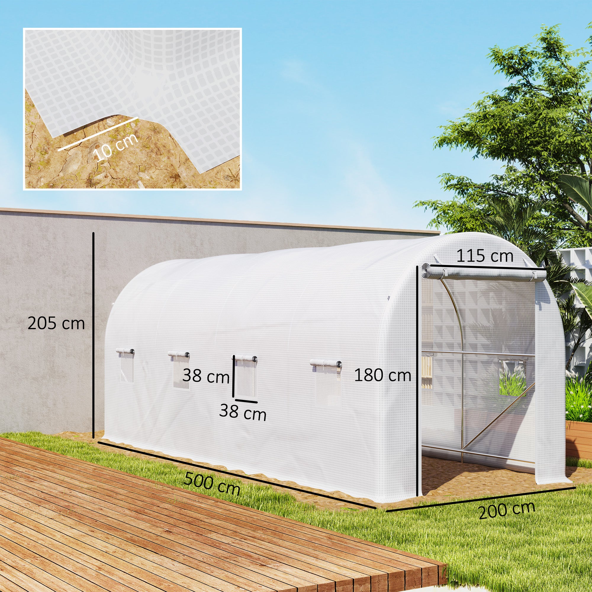 Estufa Tipo Túnel 500x200x205 cm Branco