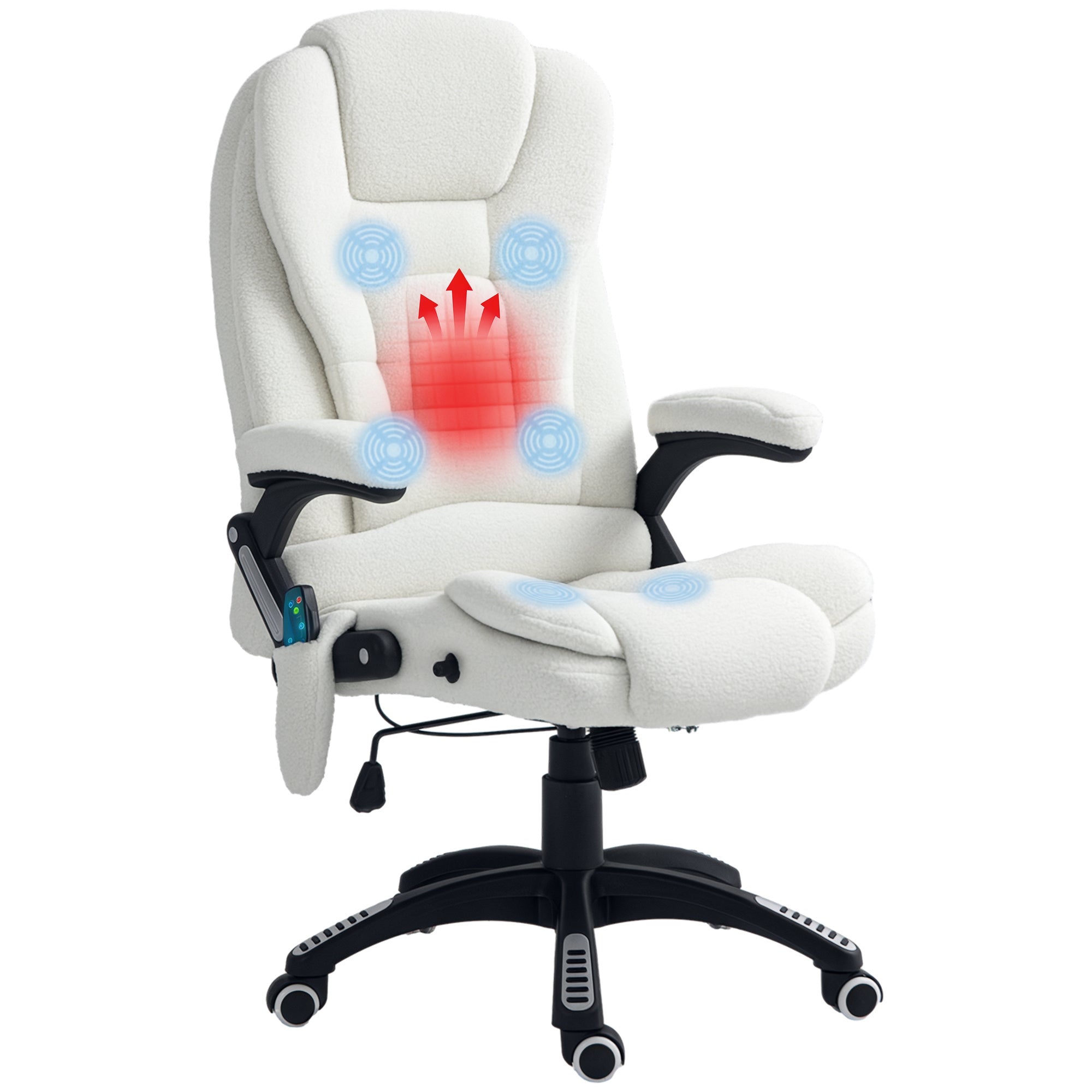 Cadeira de Escritório com Massagem e Aquecimento 67x74x107-116 cm Branco