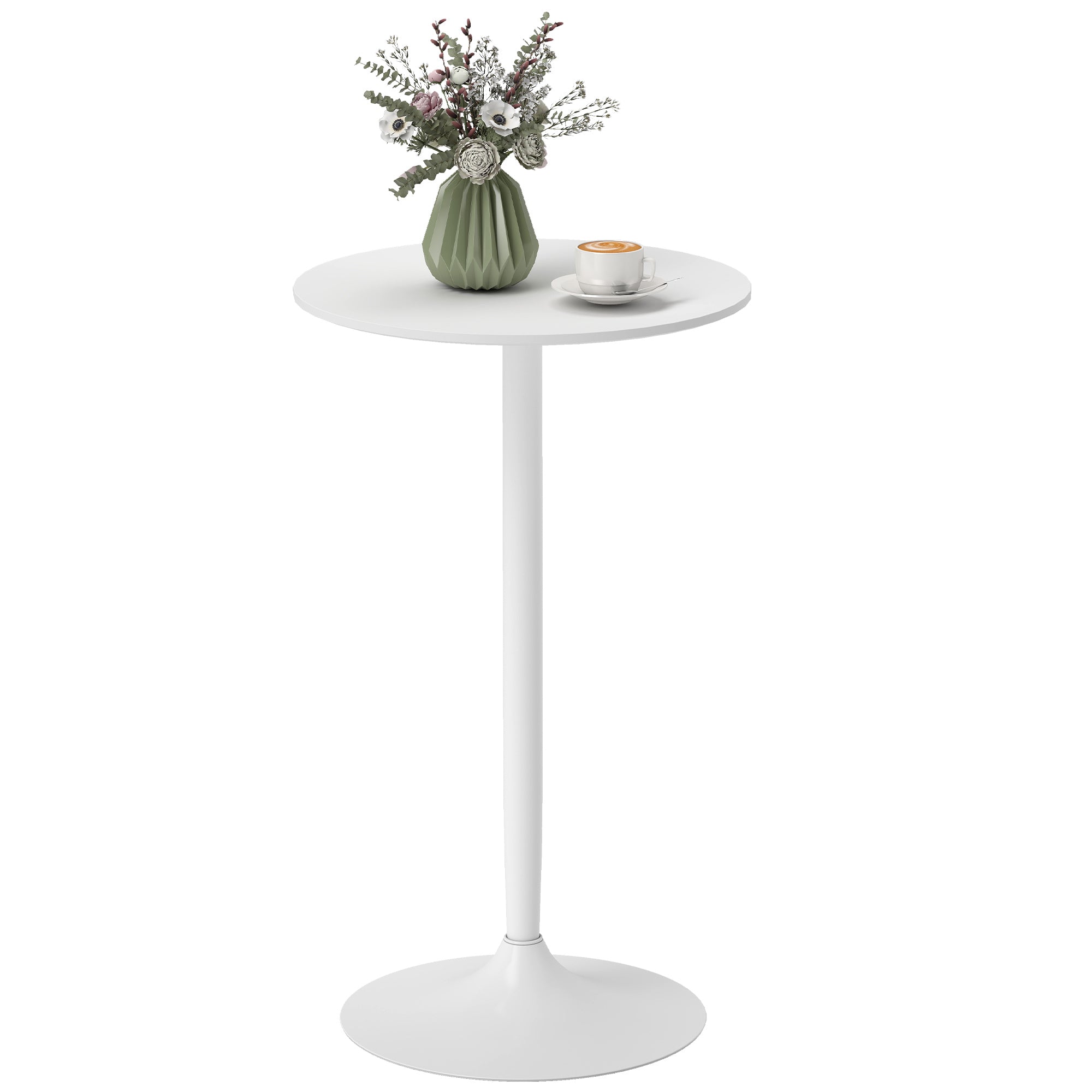 Mesa de Bar Redonda Branca Ø60x102 cm - Moderna e Compacta