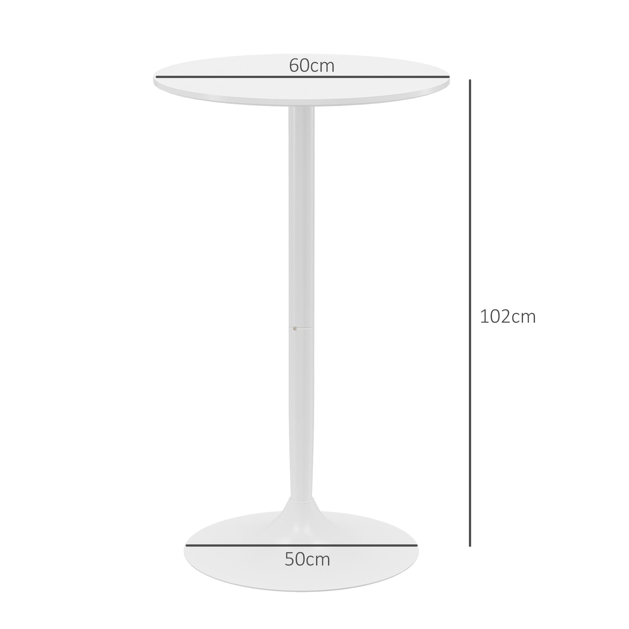 Mesa de Bar Redonda Branca Ø60x102 cm - Moderna e Compacta