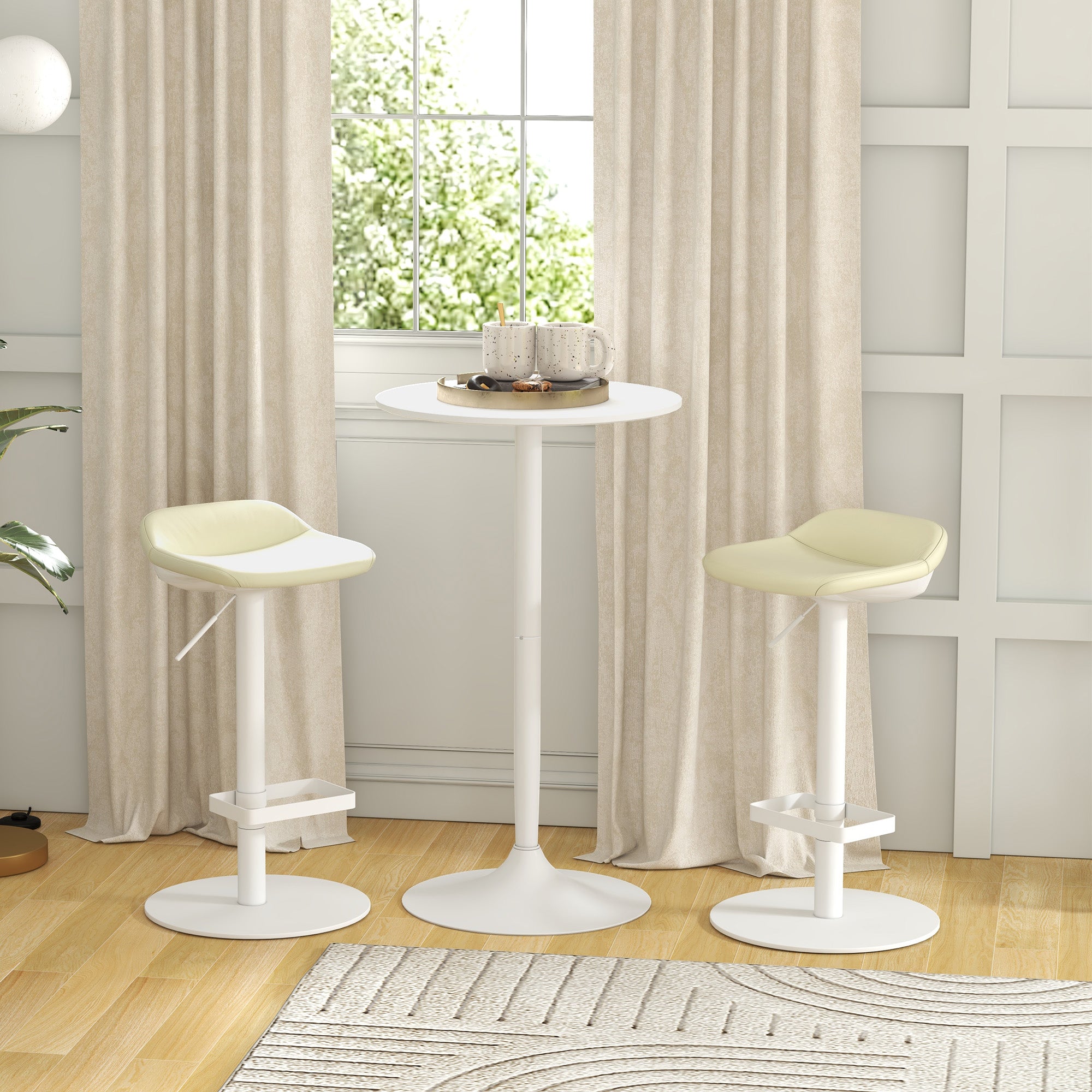 Mesa de Bar Redonda Branca Ø60x102 cm - Moderna e Compacta