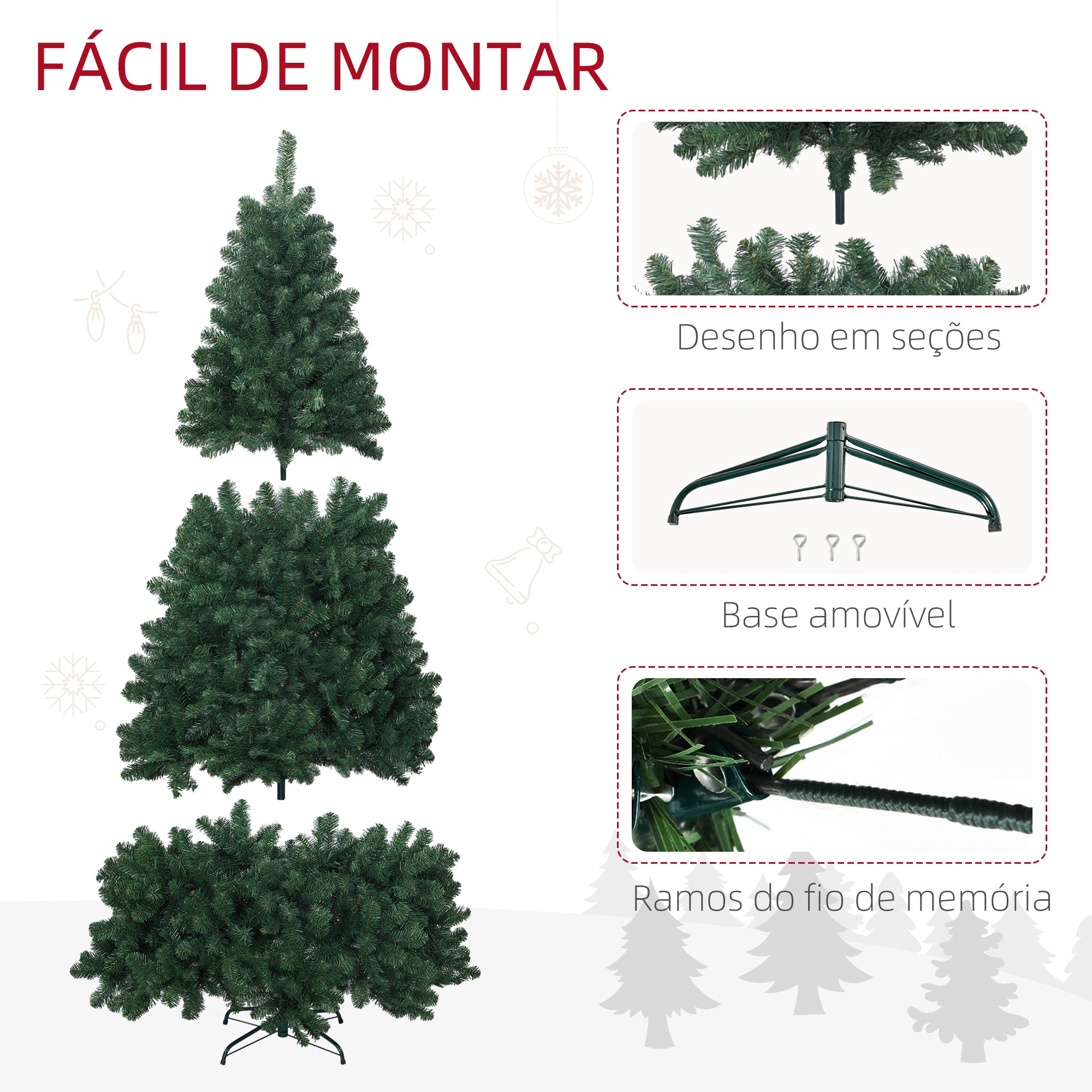 Árvore de Natal Artificial 210 cm Verde - 112x112x210cm