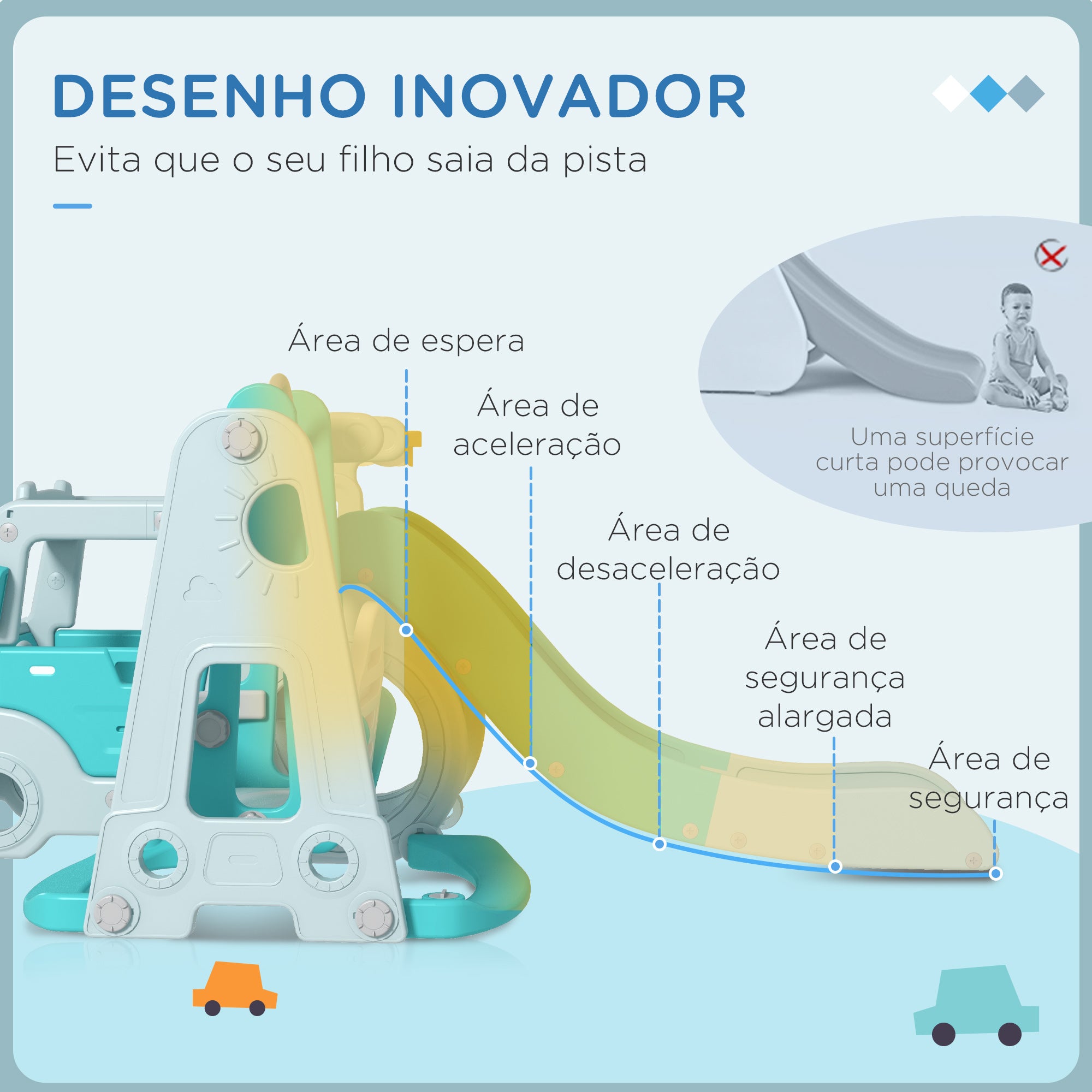 Conjunto de Escorrega e Baloiço para Crianças 6 em 1 Azul 201x151x87,5 cm