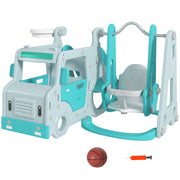 Conjunto de Escorrega e Baloiço para Crianças 6 em 1 Azul 201x151x87,5 cm