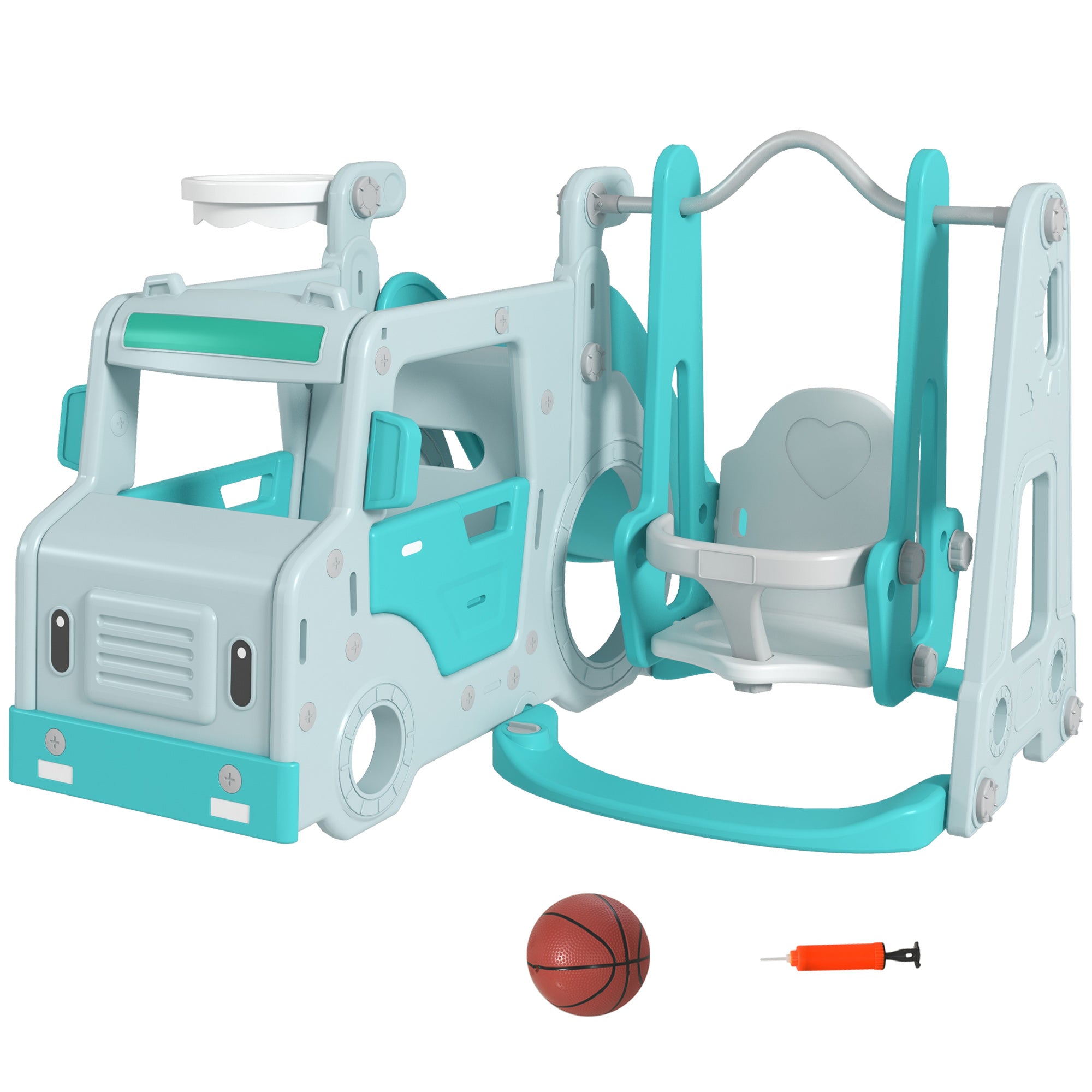 Conjunto de Escorrega e Baloiço para Crianças 6 em 1 Azul 201x151x87,5 cm