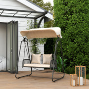 Baloiço de Jardim 2 Lugares com Toldo Retrátil 149x121x180 cm - Preto e Caqui