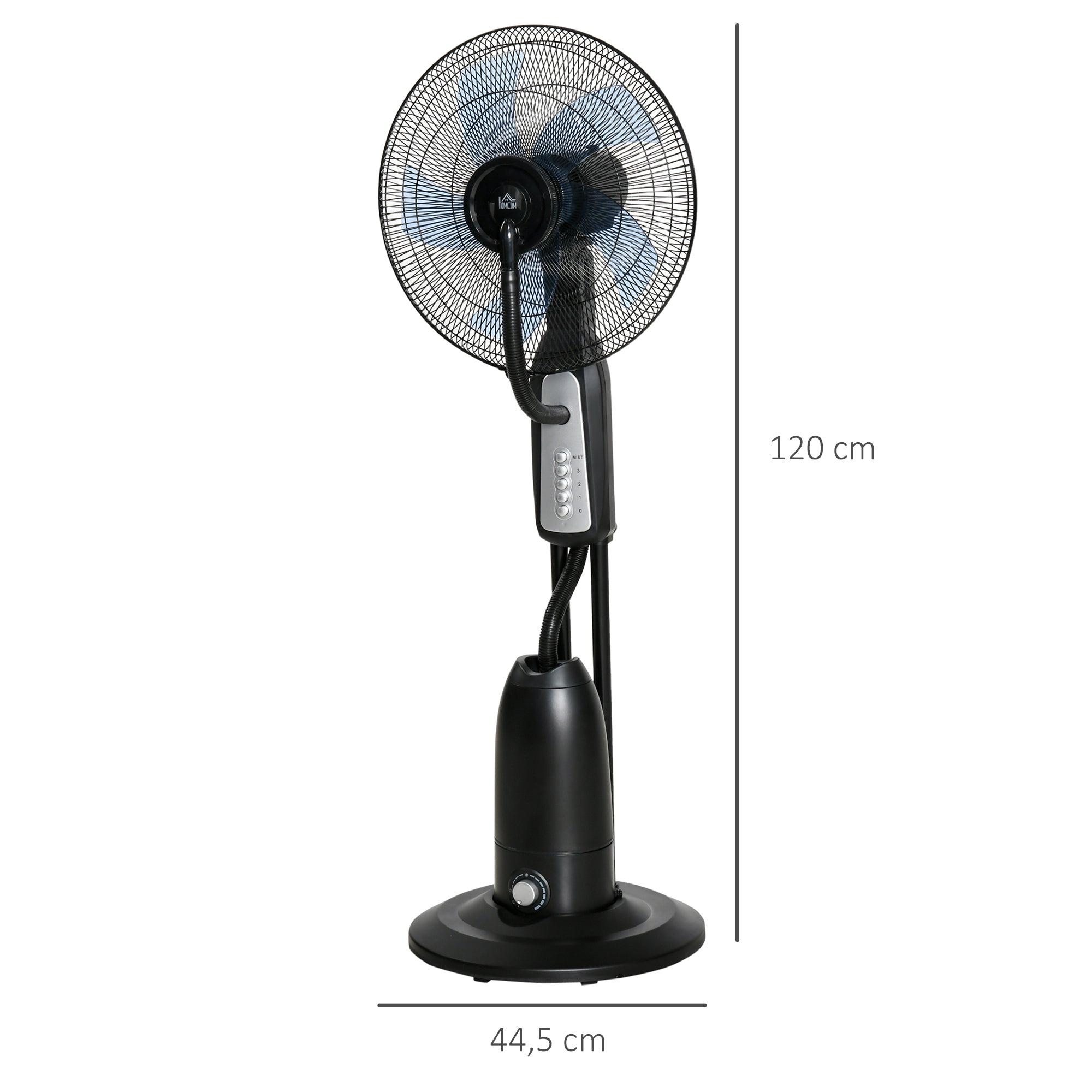 Ventoinha de Pé com Nebulizador de Água Ø44,5x120 cm Preto e Prata