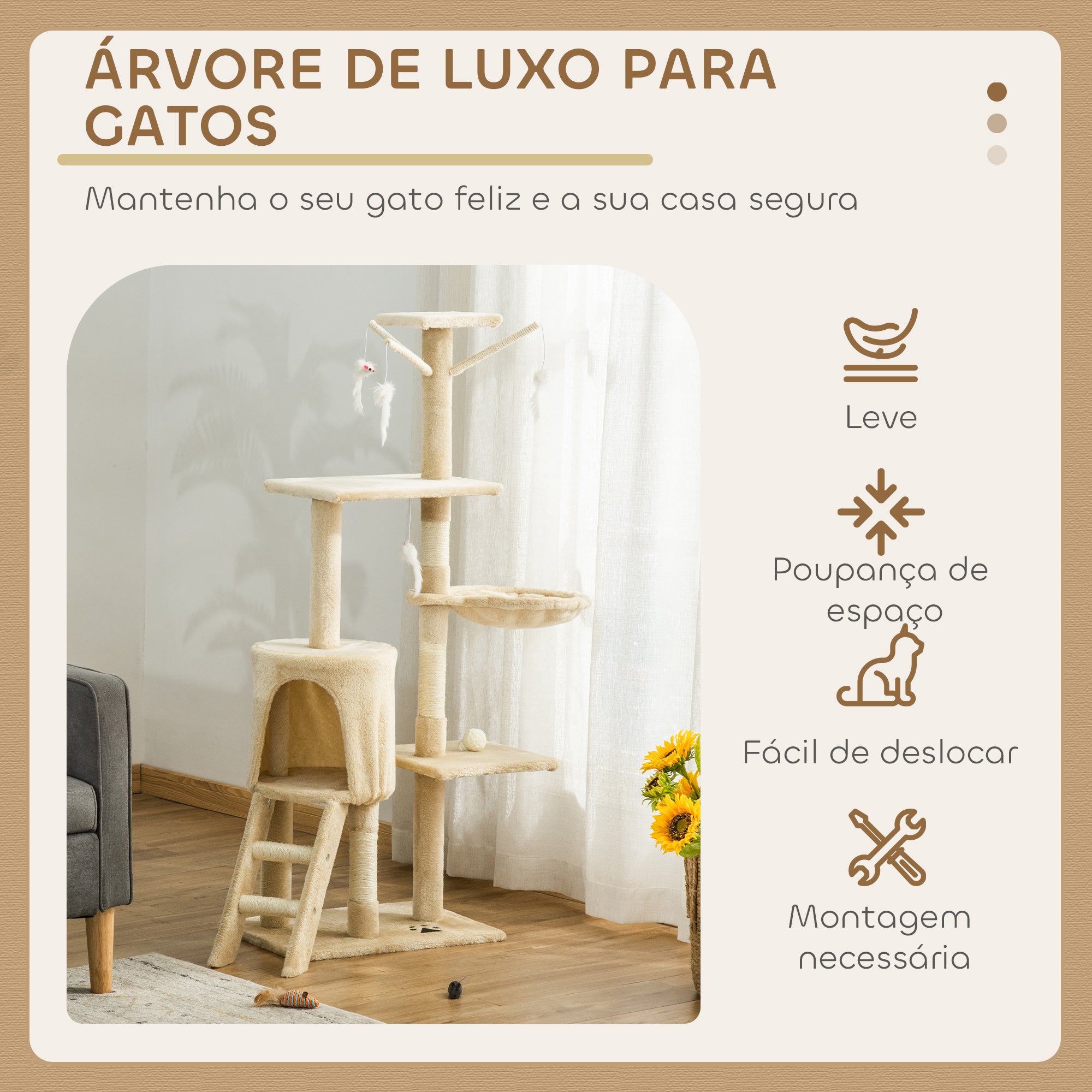 Arranhador para Gatos de 134,2 cm Bege