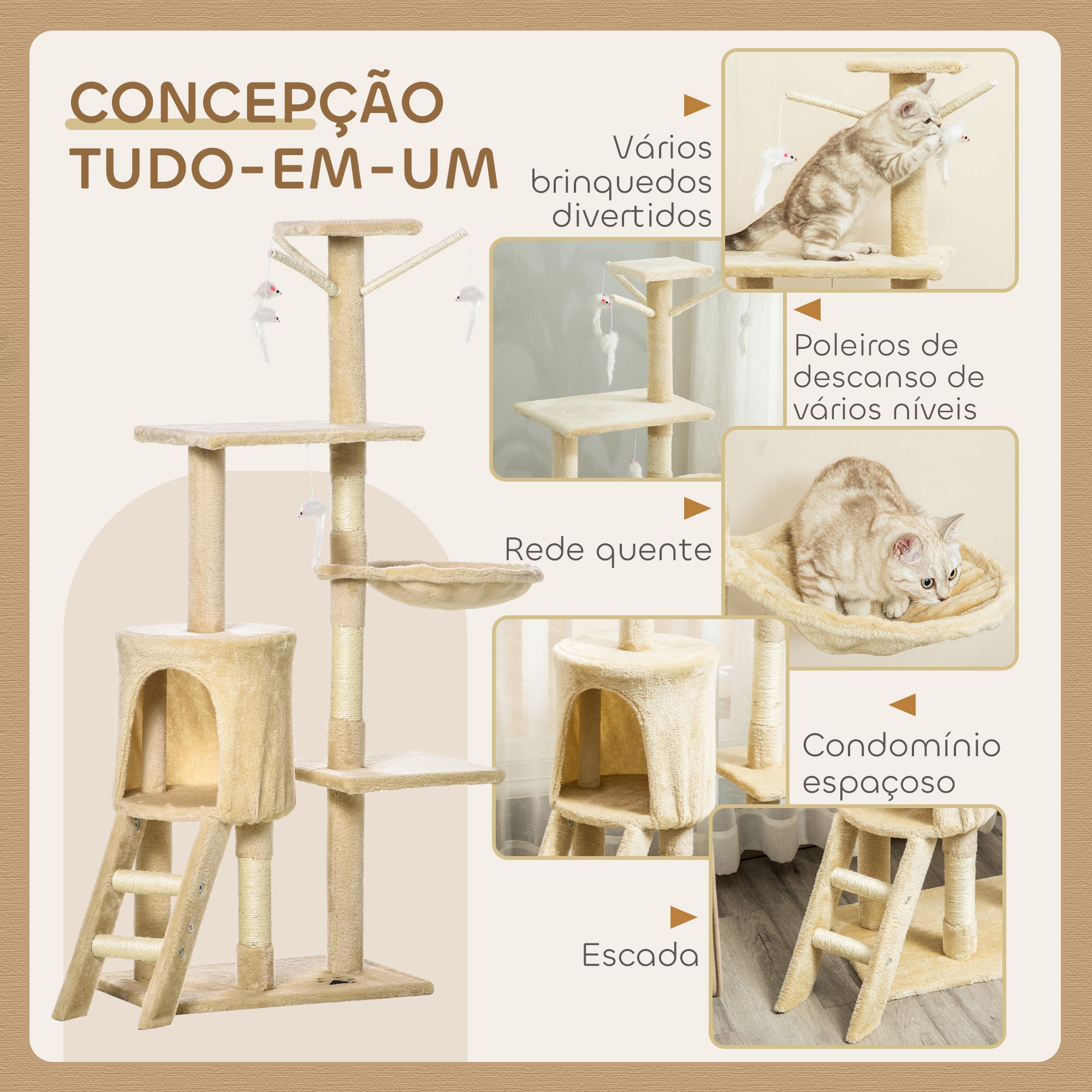 Arranhador para Gatos de 134,2 cm Bege