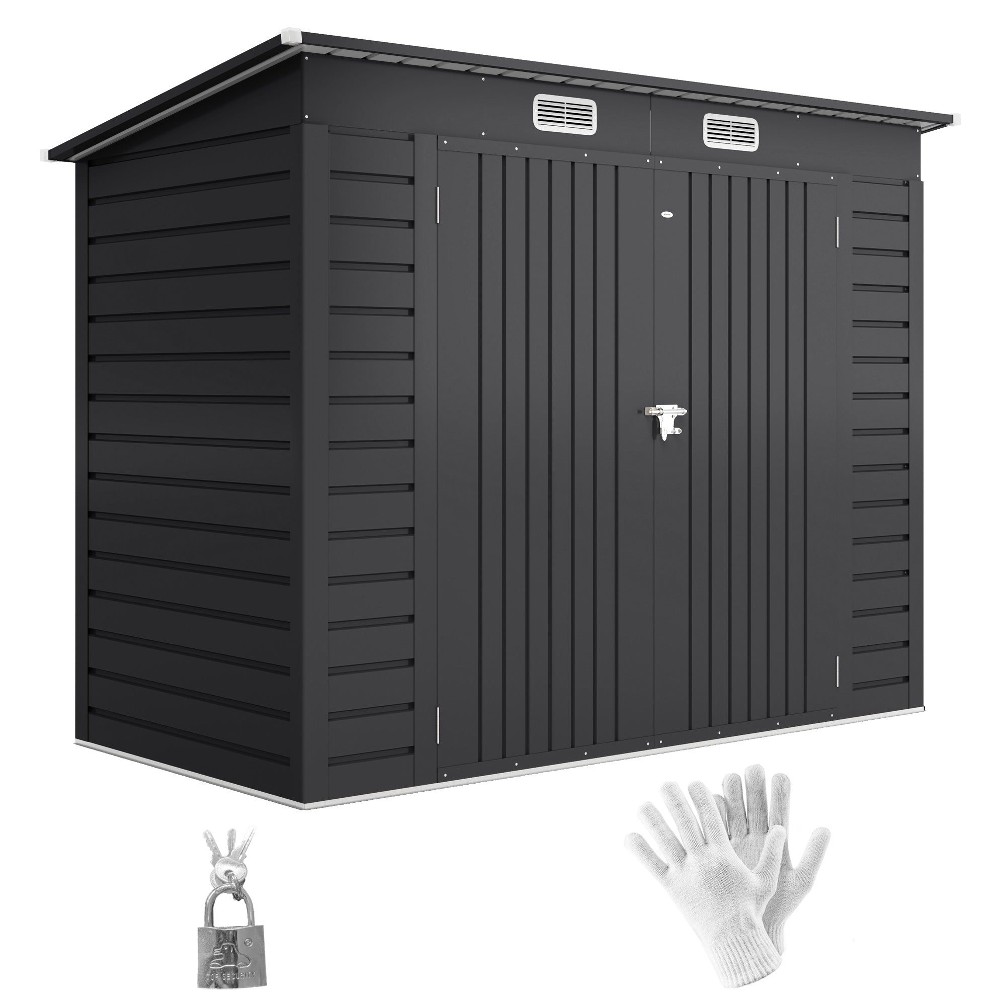 Abrigo de Jardim Cinzento 249x121x166/183 cm - Estrutura de Aço Resistente