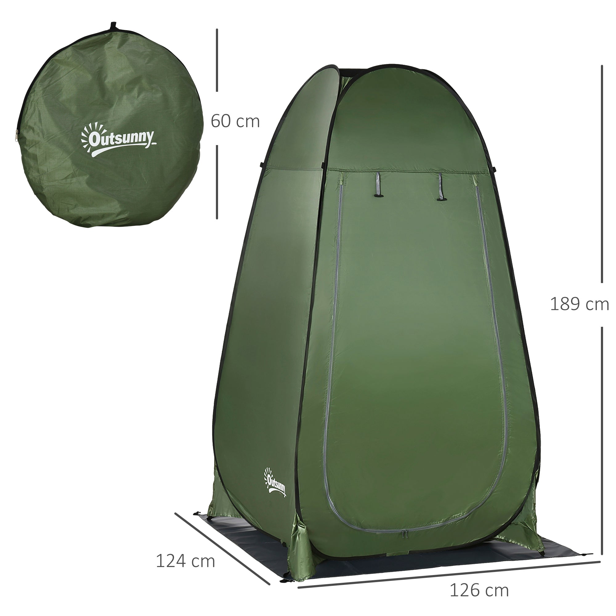 Tenda de Privacidade Portátil Verde 126x124x189 cm