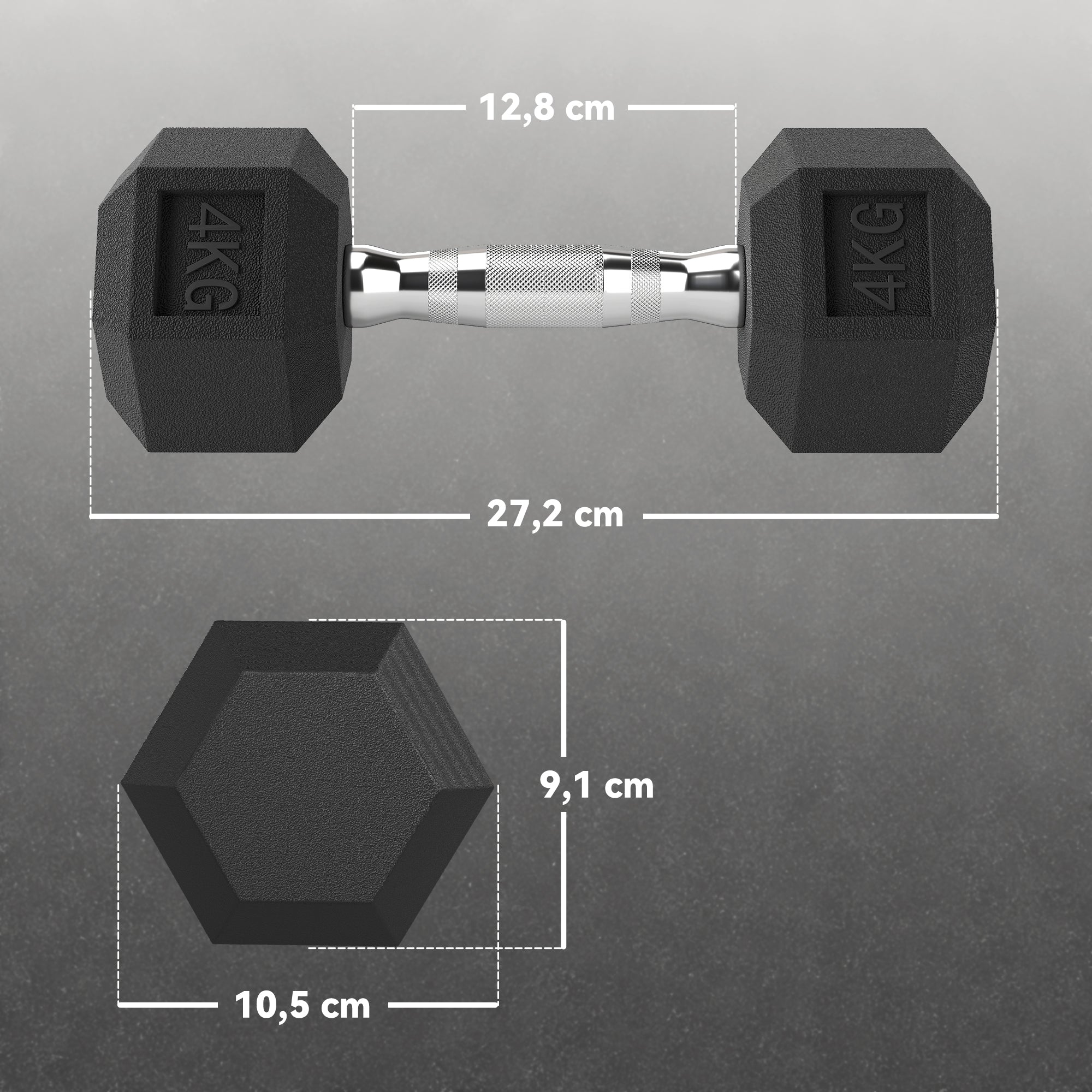 Conjunto de Halteres de 8kg com Barra Metálica Hexagonal - 27,2x10,5 cm - Preto