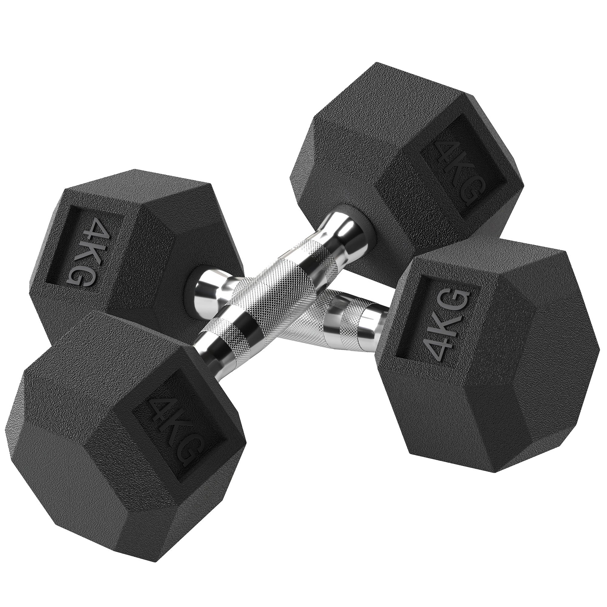 Conjunto de Halteres de 8kg com Barra Metálica Hexagonal - 27,2x10,5 cm - Preto