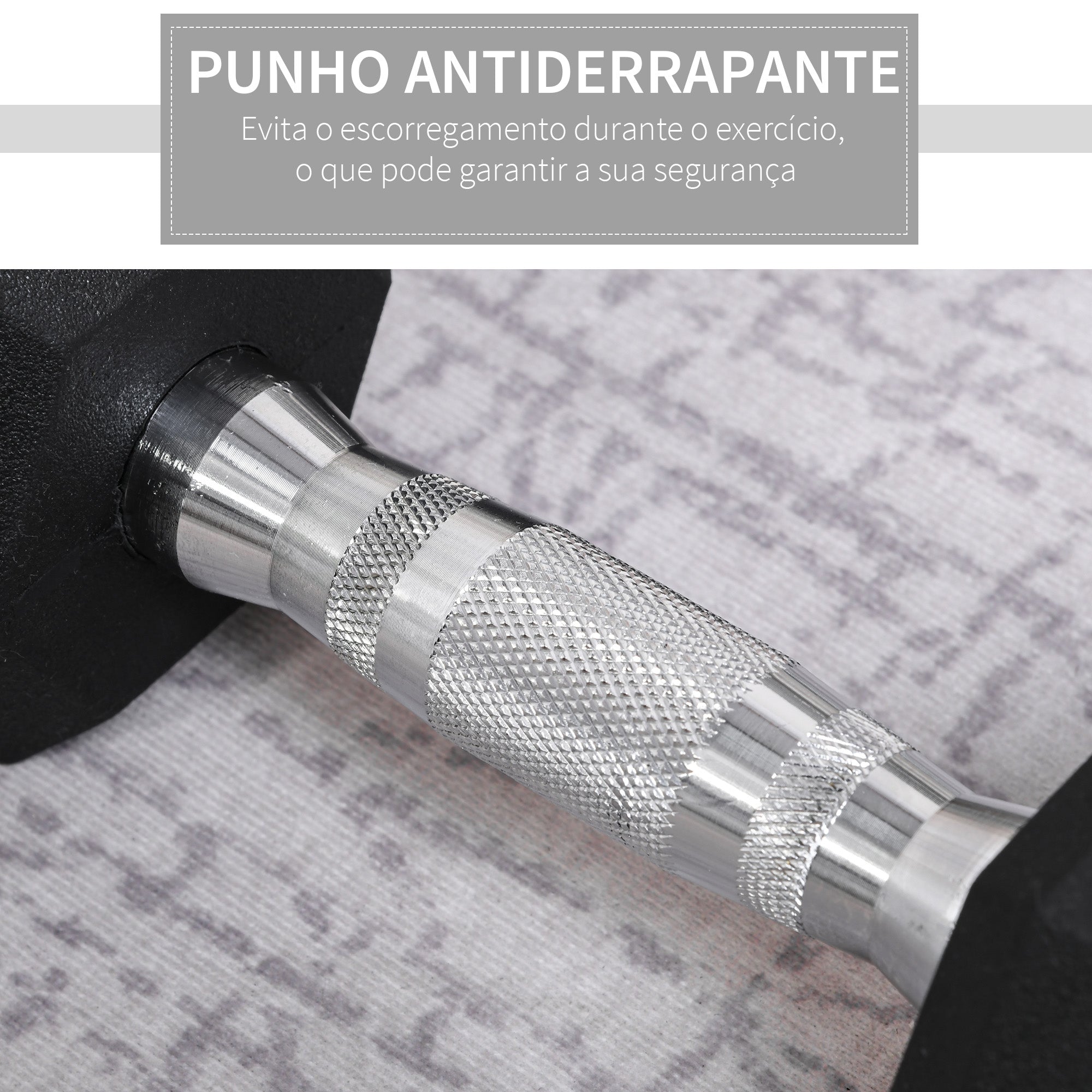 Conjunto de Halteres de 8kg com Barra Metálica Hexagonal - 27,2x10,5 cm - Preto