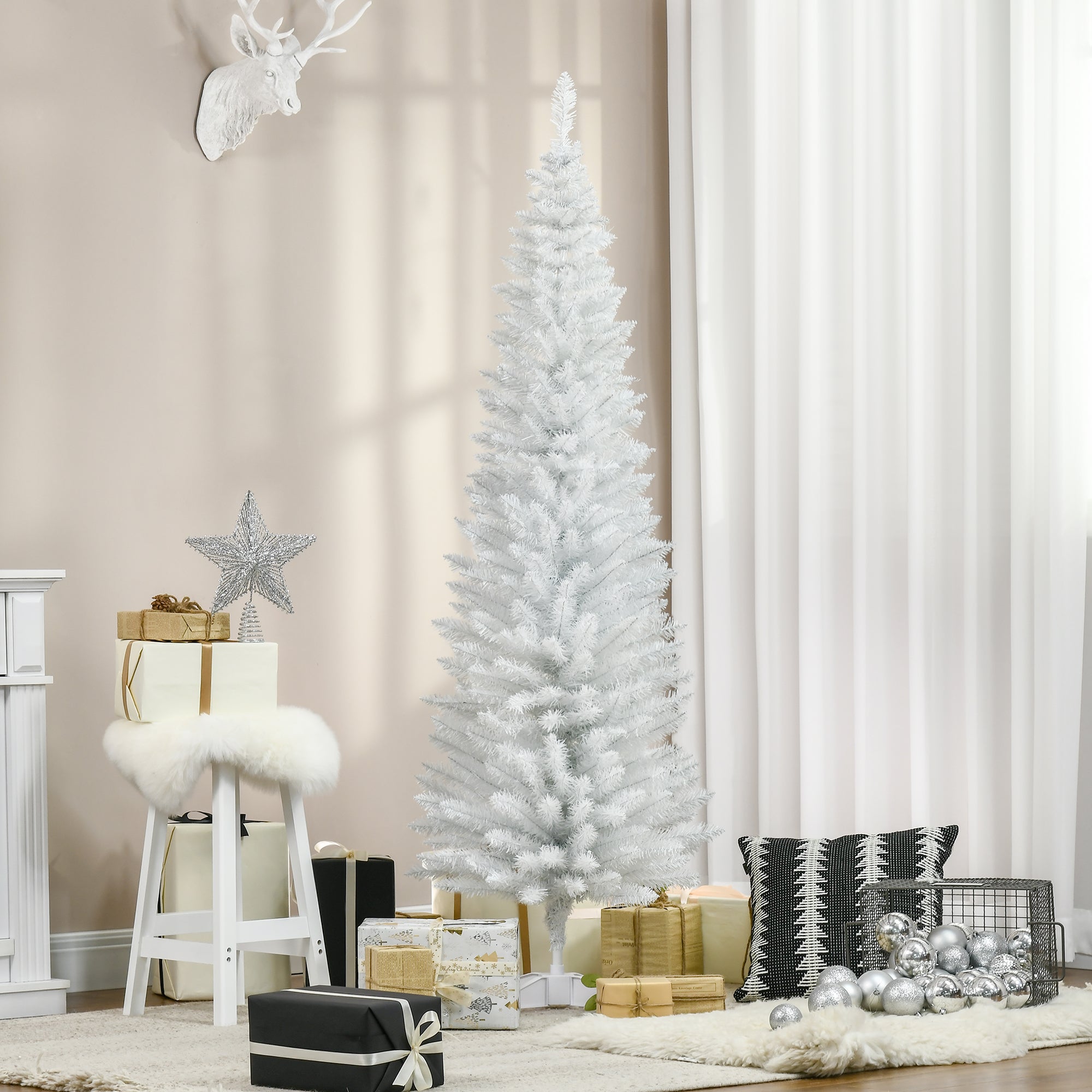 Árvore de Natal Artificial 180cm Branca Ø55x180 cm