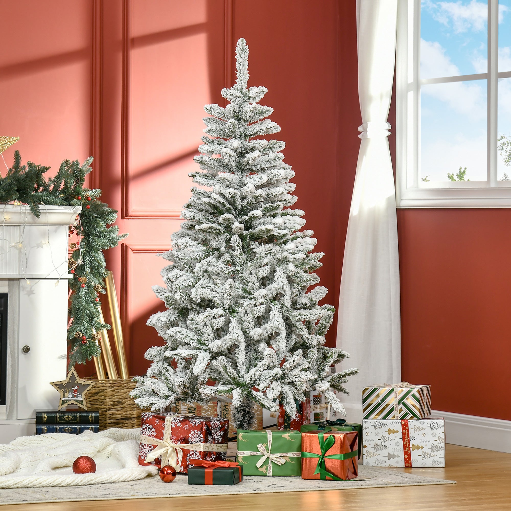 Árvore de Natal Artificial 150 cm Verde Neve Ignífugo