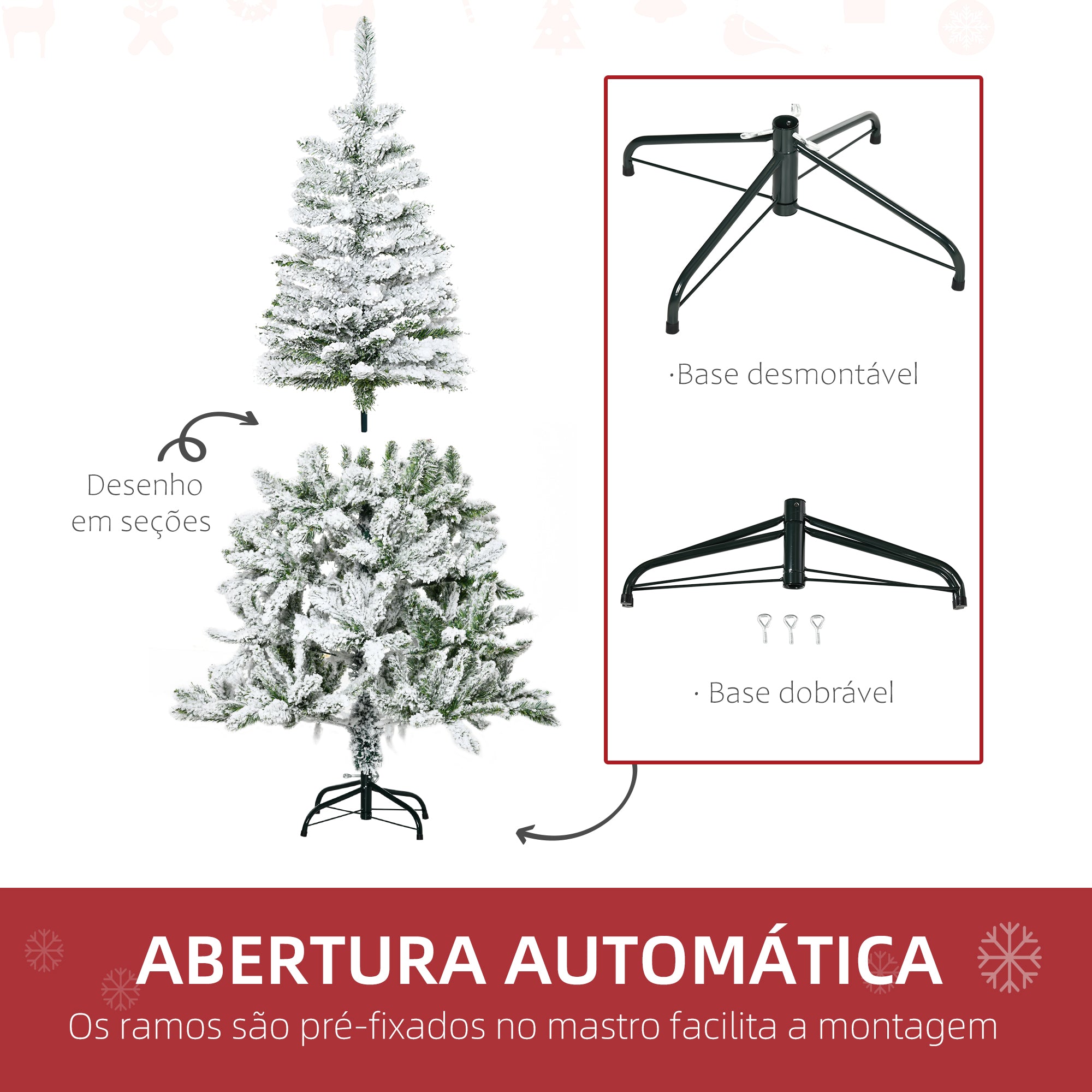 Árvore de Natal Artificial – 150 cm – Verde – PVC e Aço