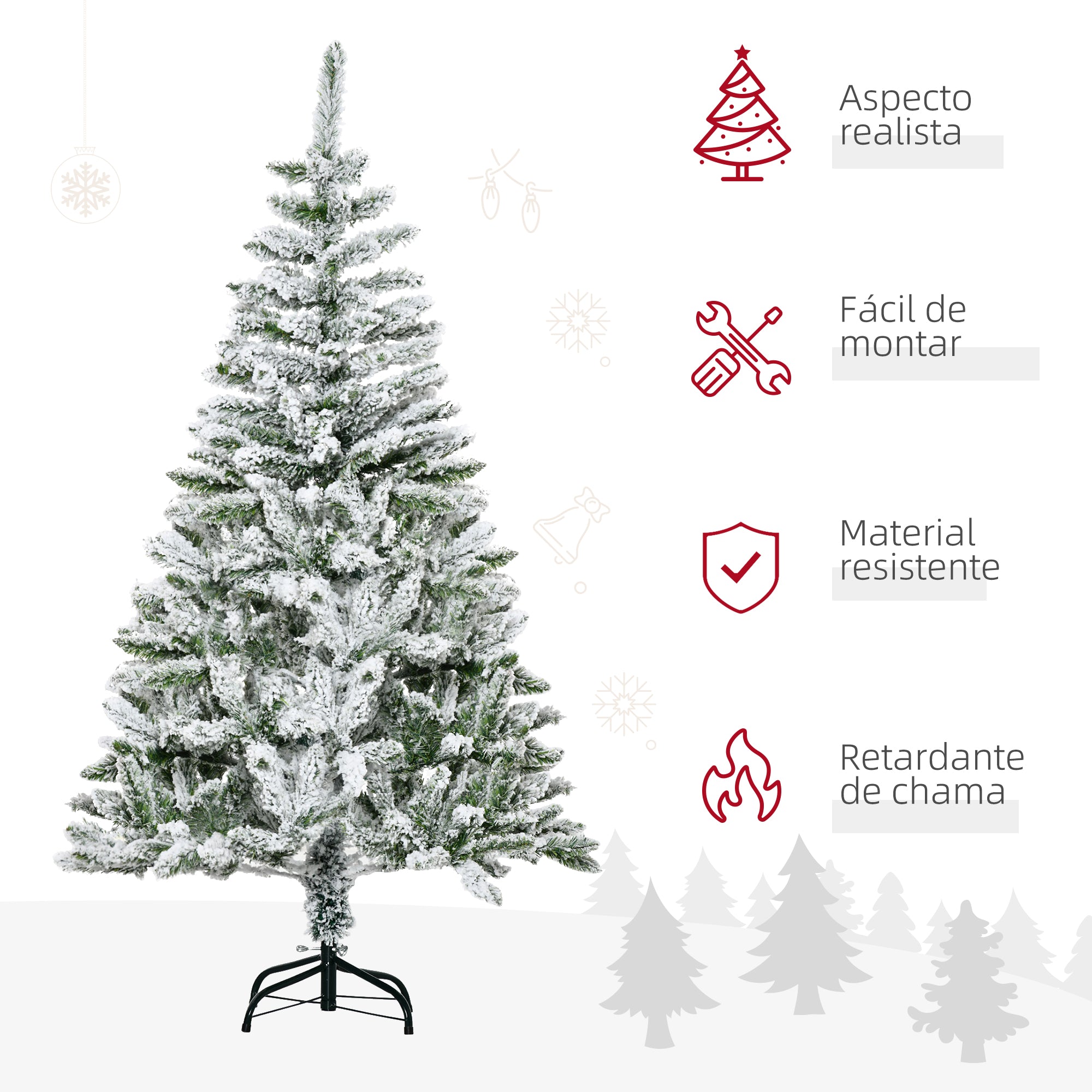 Árvore de Natal Artificial – 150 cm – Verde – PVC e Aço