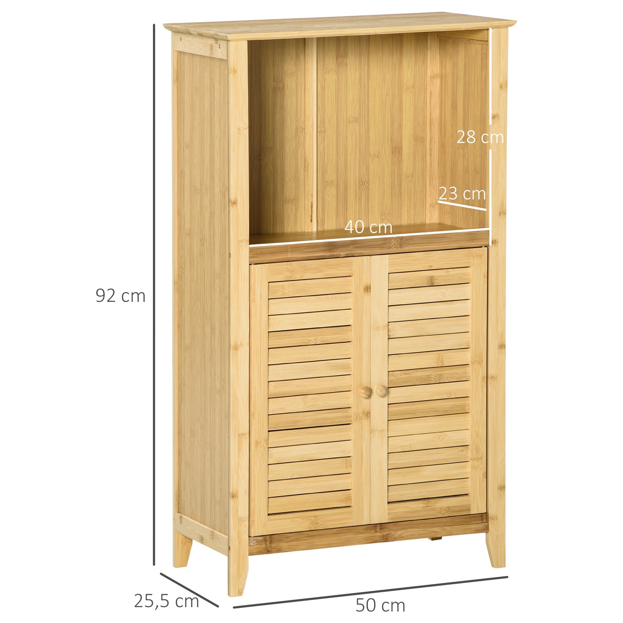 Armário Auxiliar Casa de Banho de Bambu 50x25,5x92 cm Cor de Madeira Natural