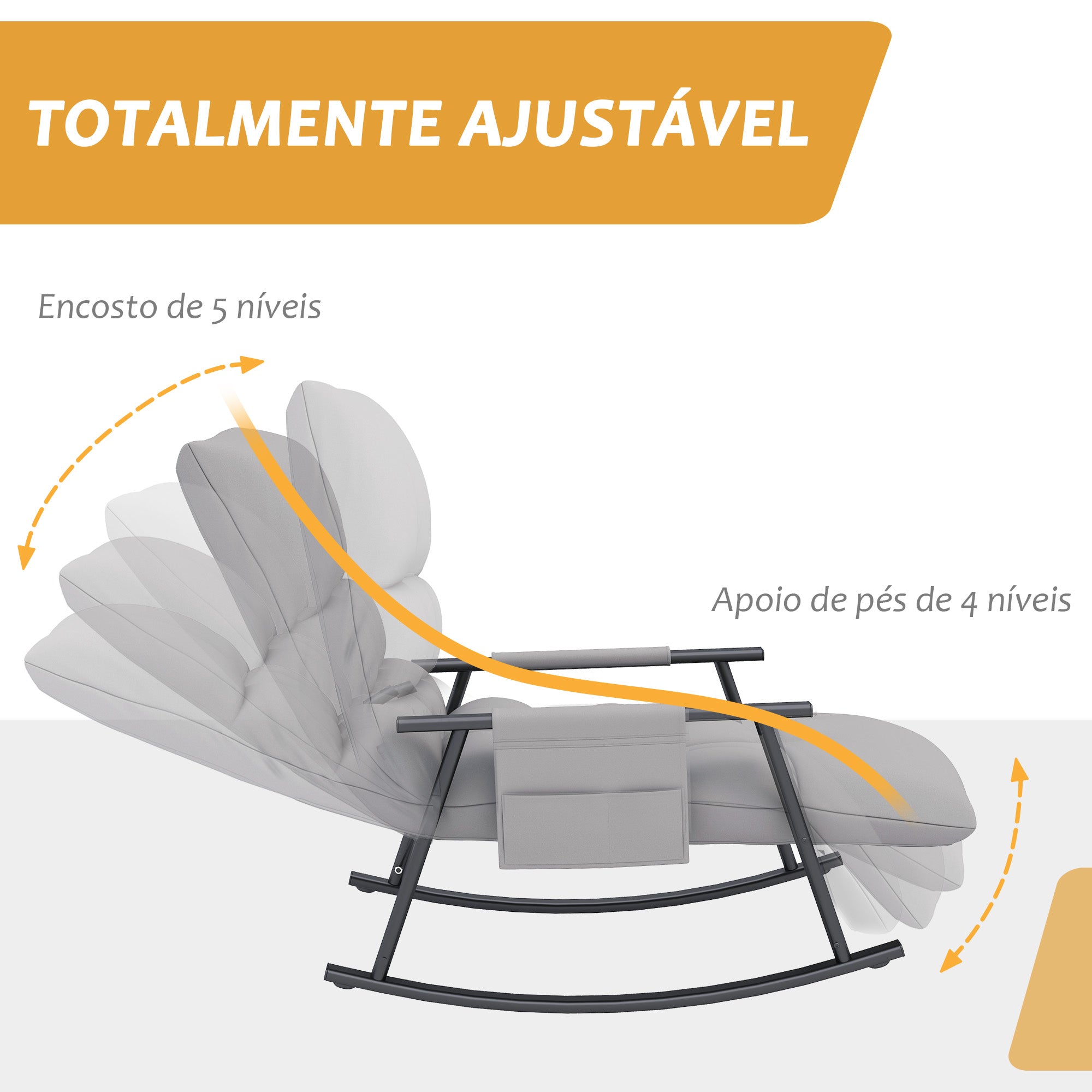 Poltrona Baloiço Cinzenta 60x134x70 cm - Conforto Personalizável