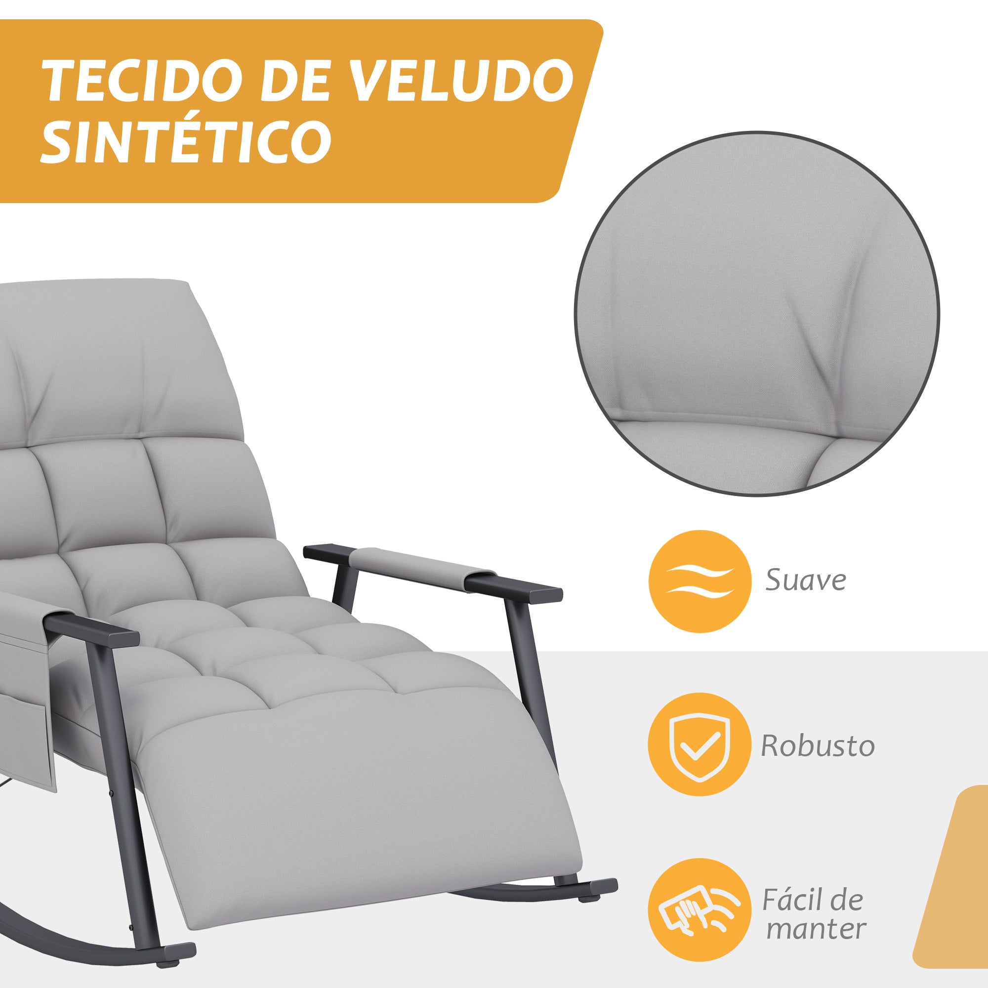 Poltrona Baloiço Cinzenta 60x134x70 cm - Conforto Personalizável