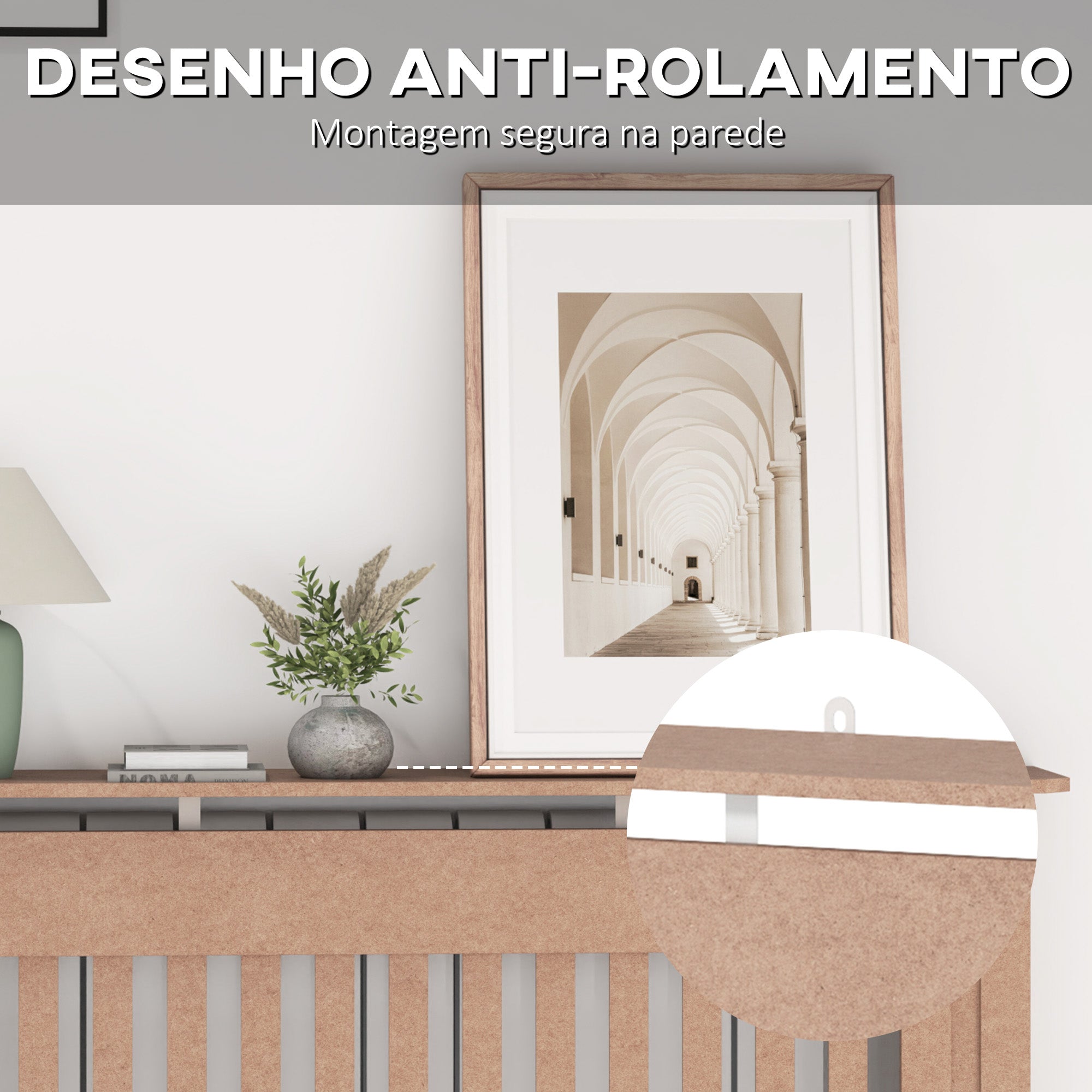 Cobertura para Radiador – 112x19x81cm – Cor de Madeira Natural – MDF