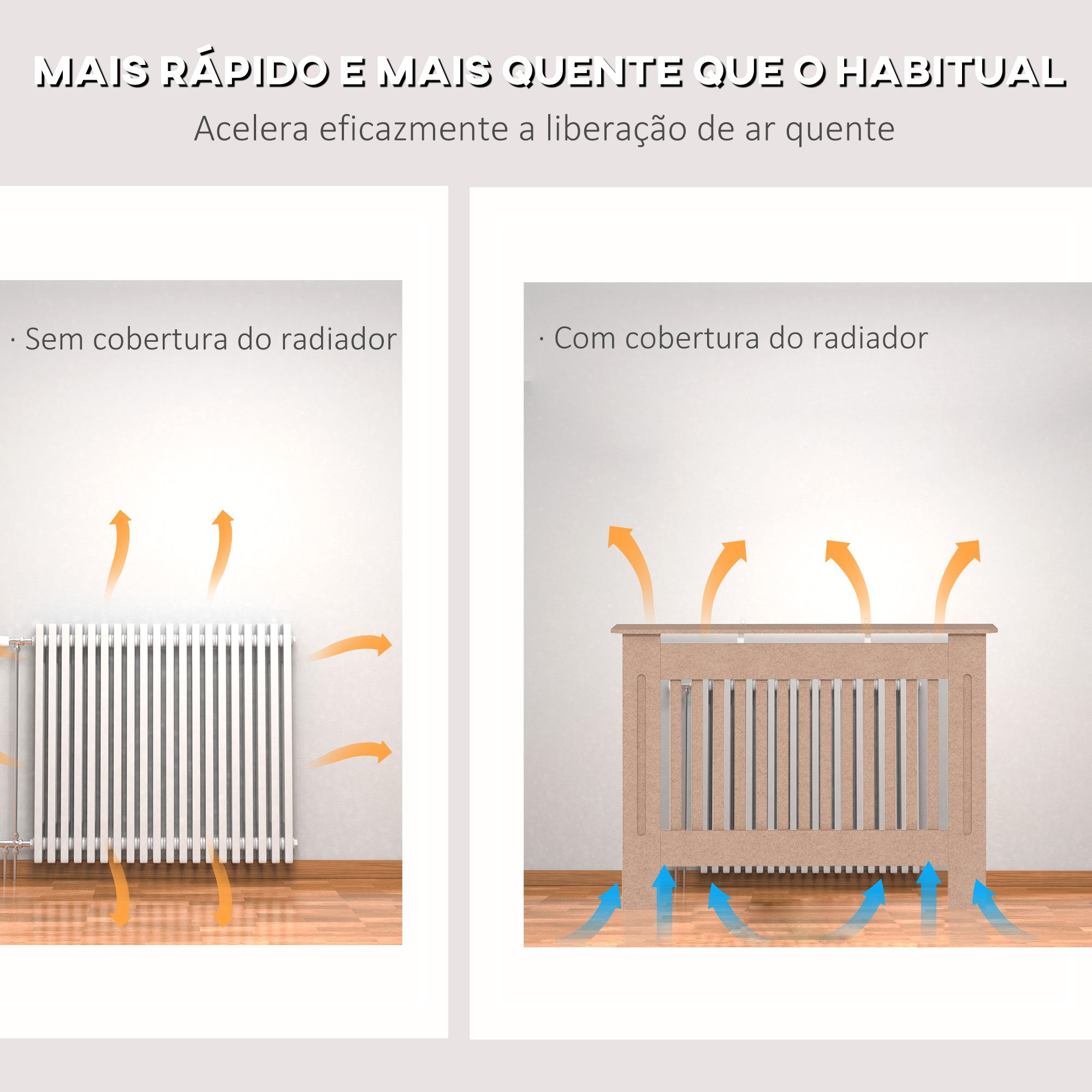 Cobertura para Radiador – 112x19x81cm – Cor de Madeira Natural – MDF