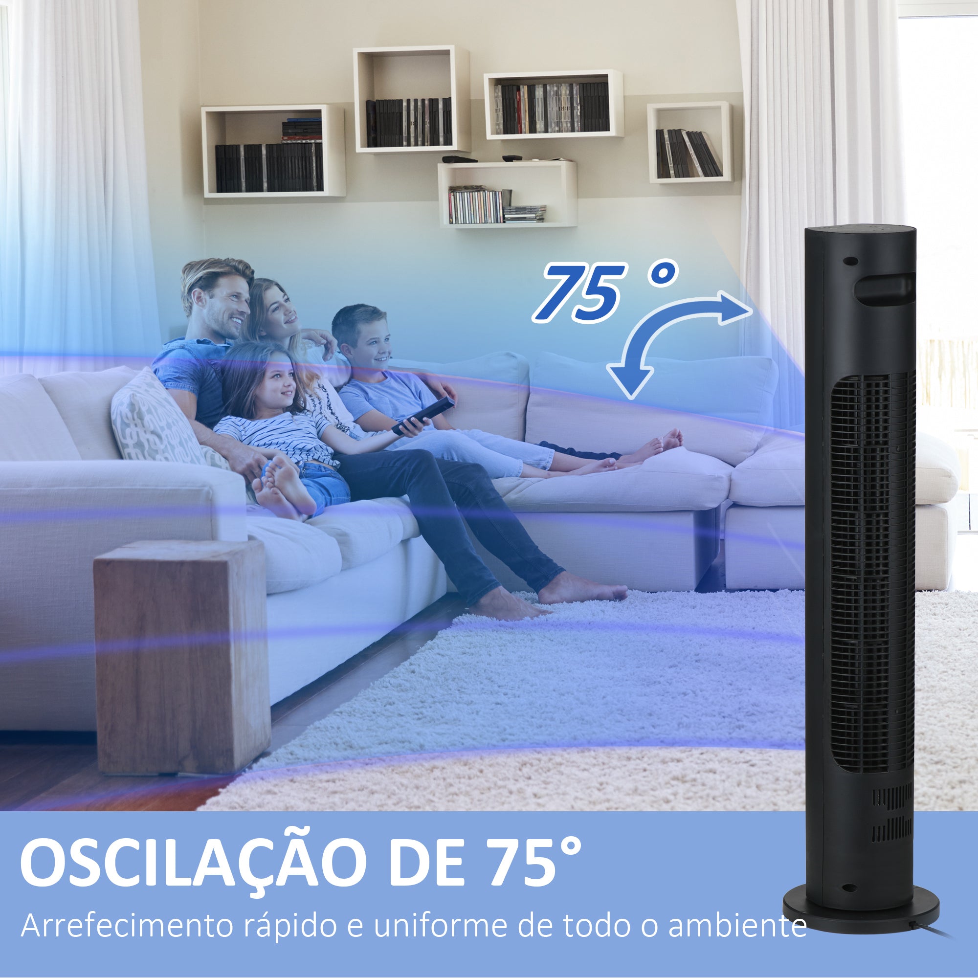 Ventoinha de Coluna Ø18x78,5 cm - Cor Preto