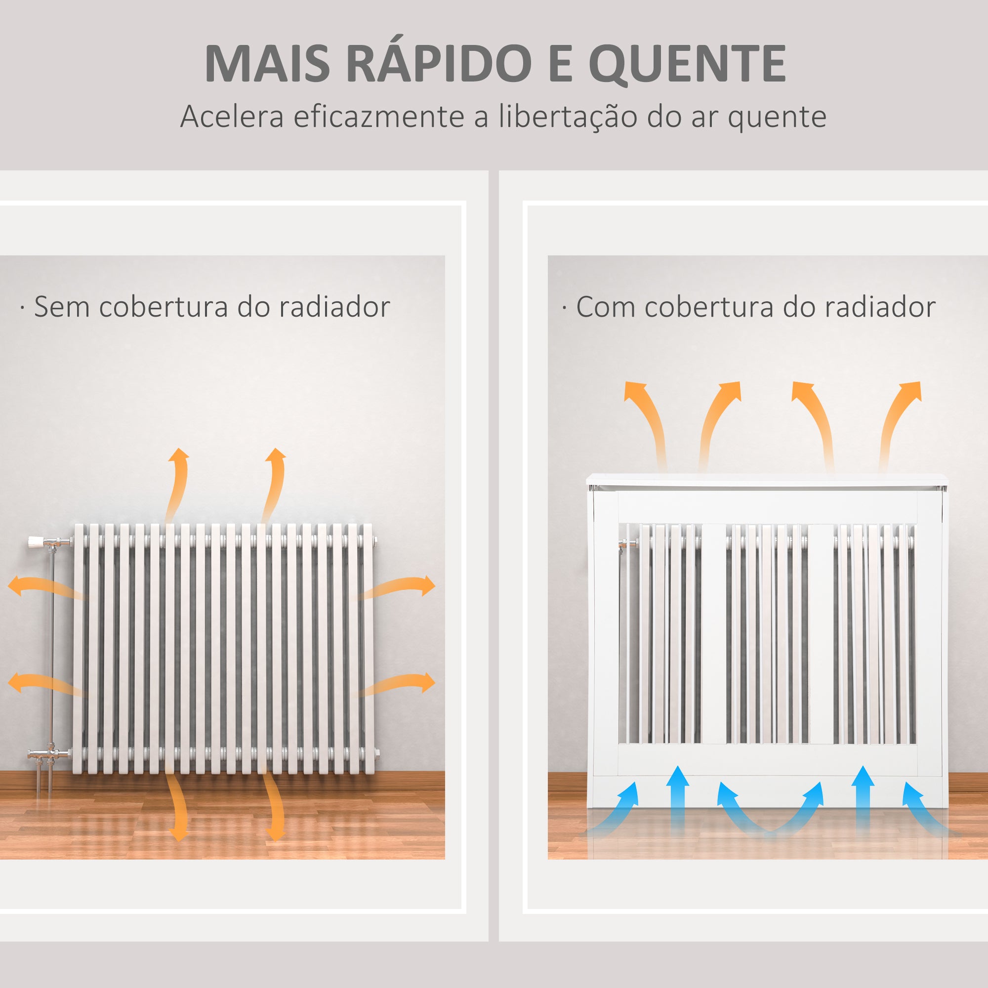 Cobertura de Radiador – 90x18x84 cm – Branca – MDF e Aço