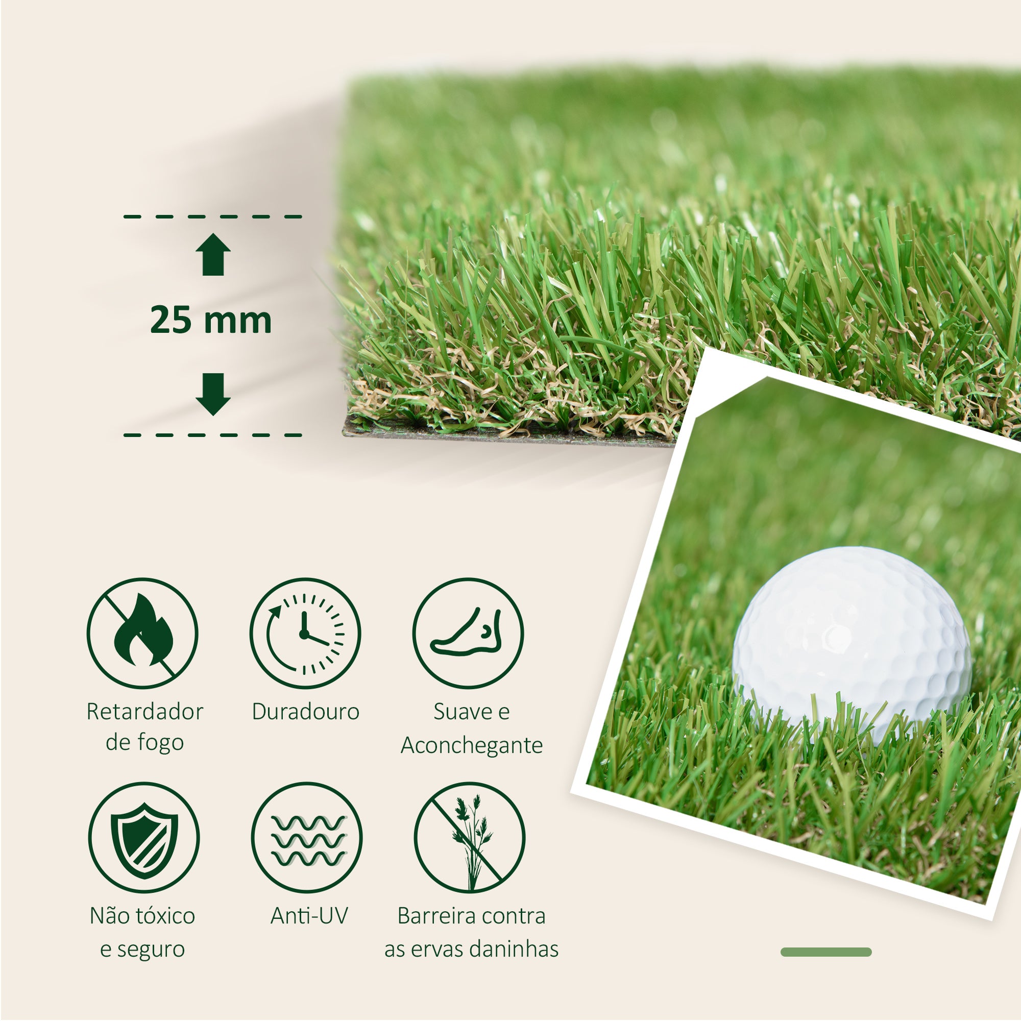 Relva Artificial 300x100x2,5 cm Verde - Realista e Durável