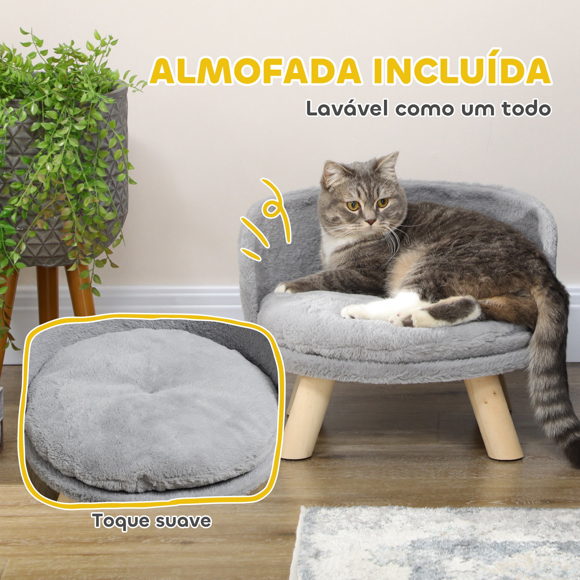 Cama Elevada para Cães Mini Ø40,5x33 cm Cinza