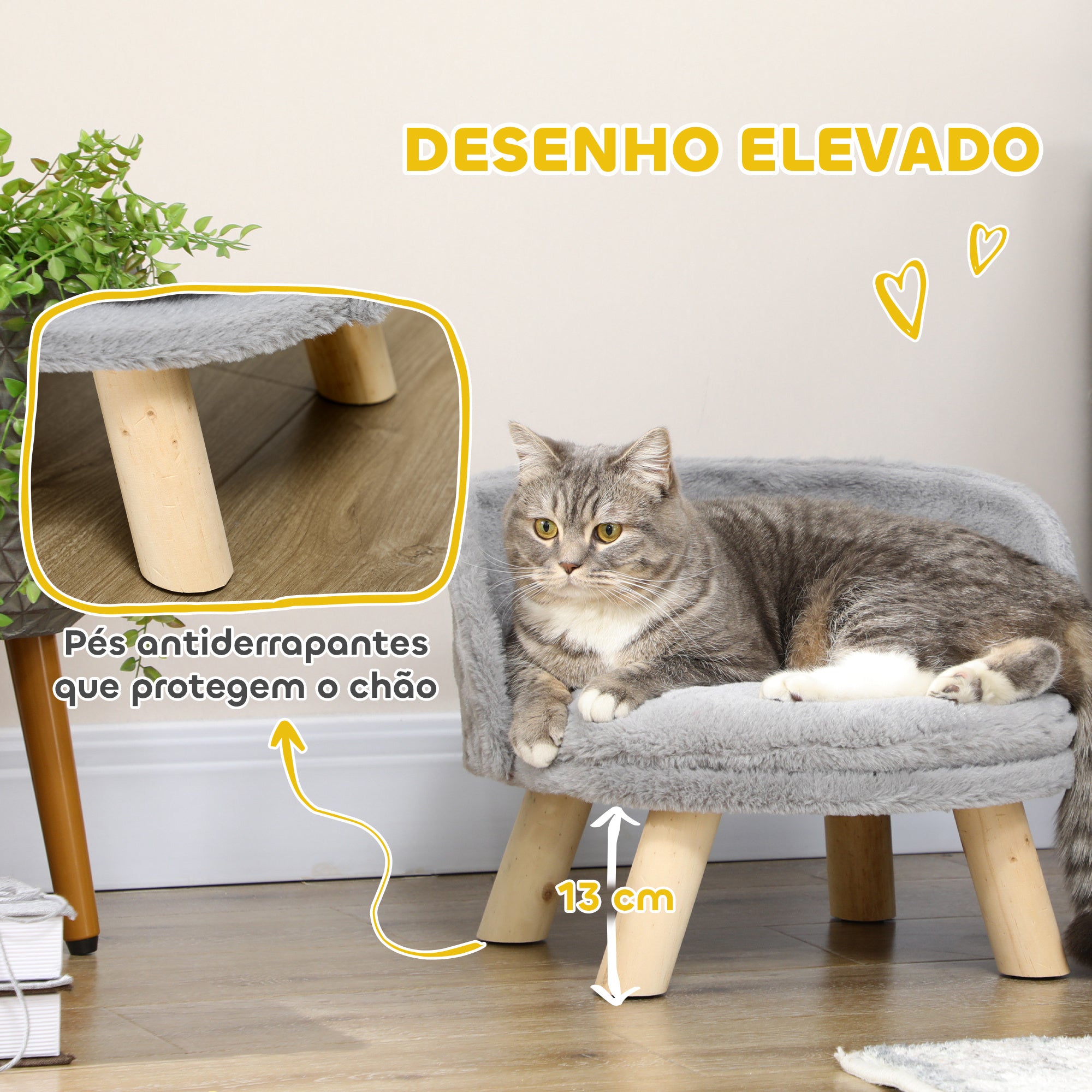 Cama Elevada para Cães Mini Ø40,5x33 cm Cinza