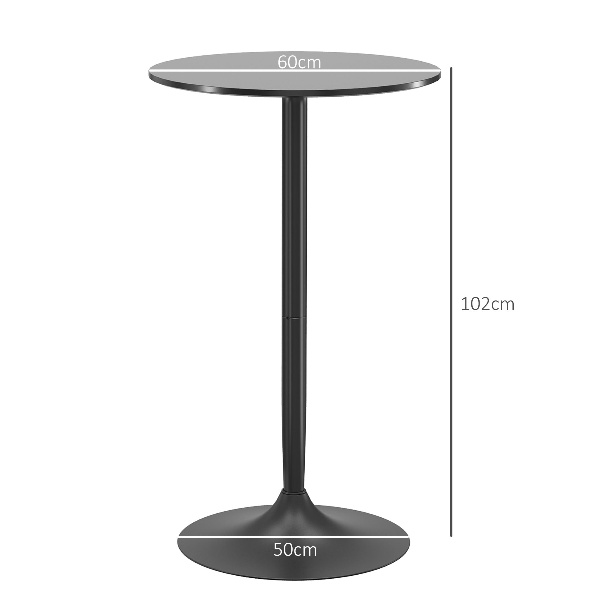 Mesa de Bar Redonda Moderna Ø60x102 cm - Cor Preto