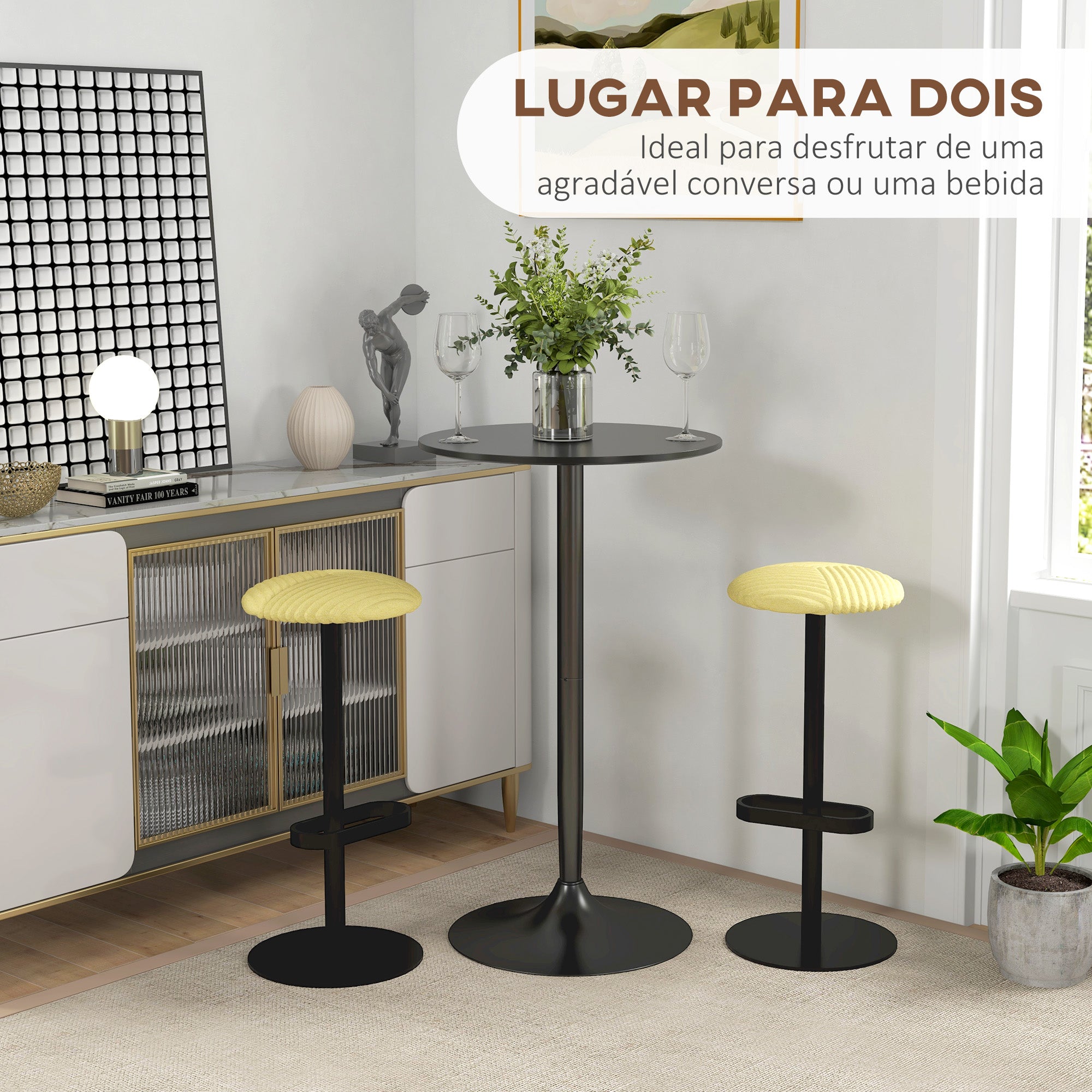 Mesa de Bar Redonda Moderna Ø60x102 cm - Cor Preto
