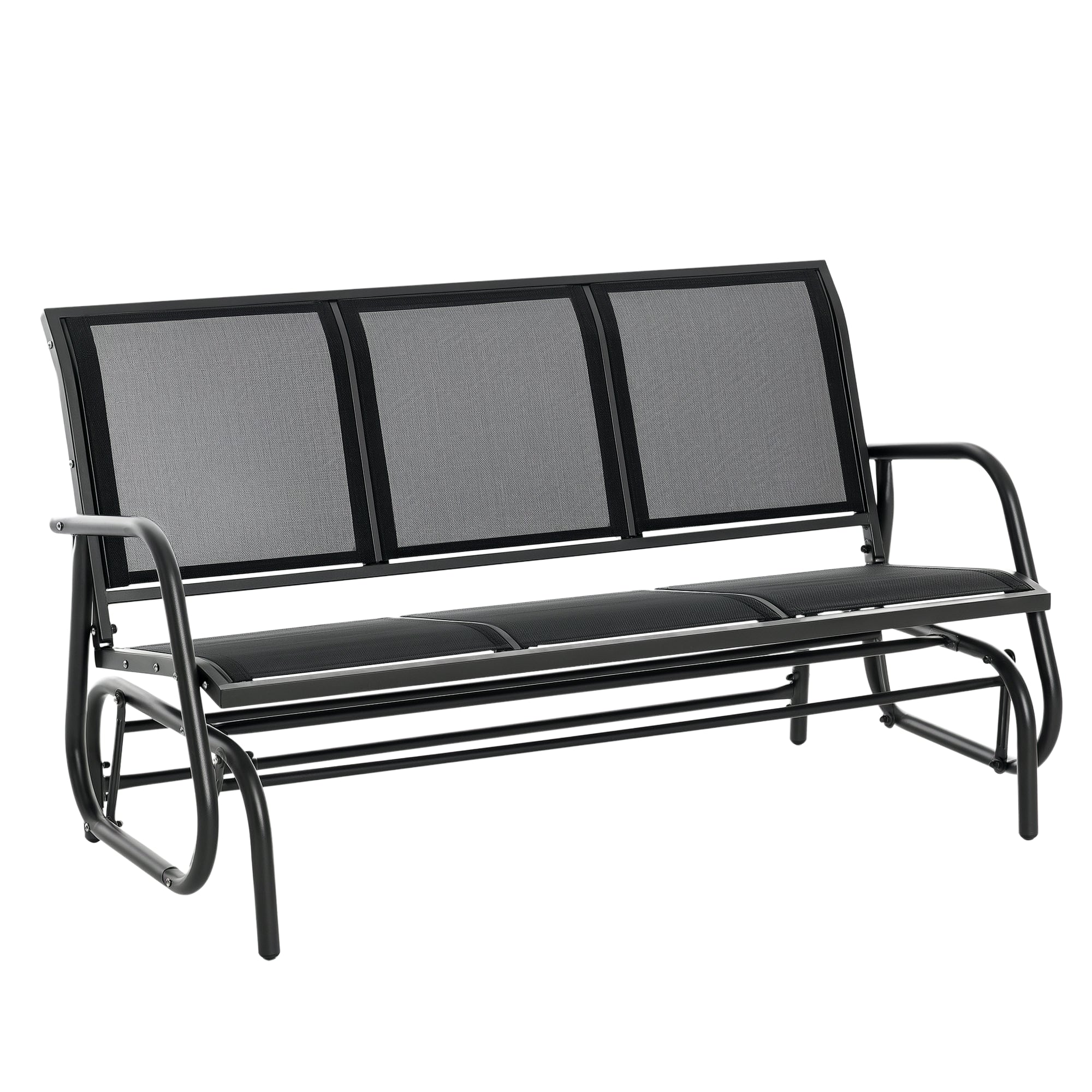 Banco de Balanço para Jardim 3 Lugares - Preto 151x75x85 cm