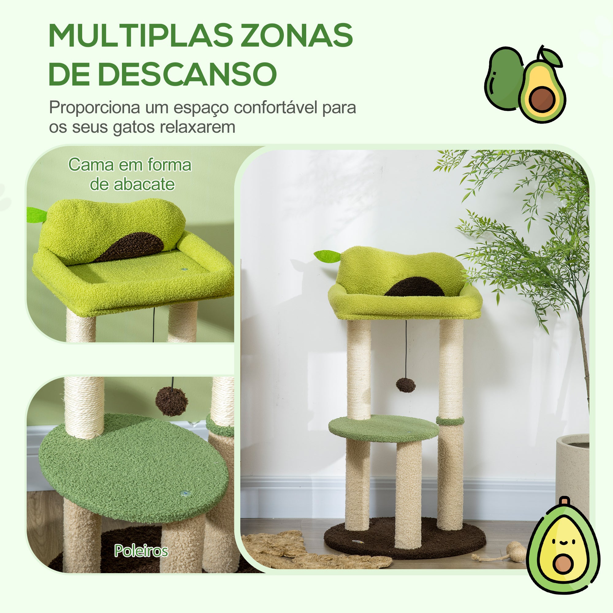 Arranhador para Gatos Altura 83cm Cor Verde