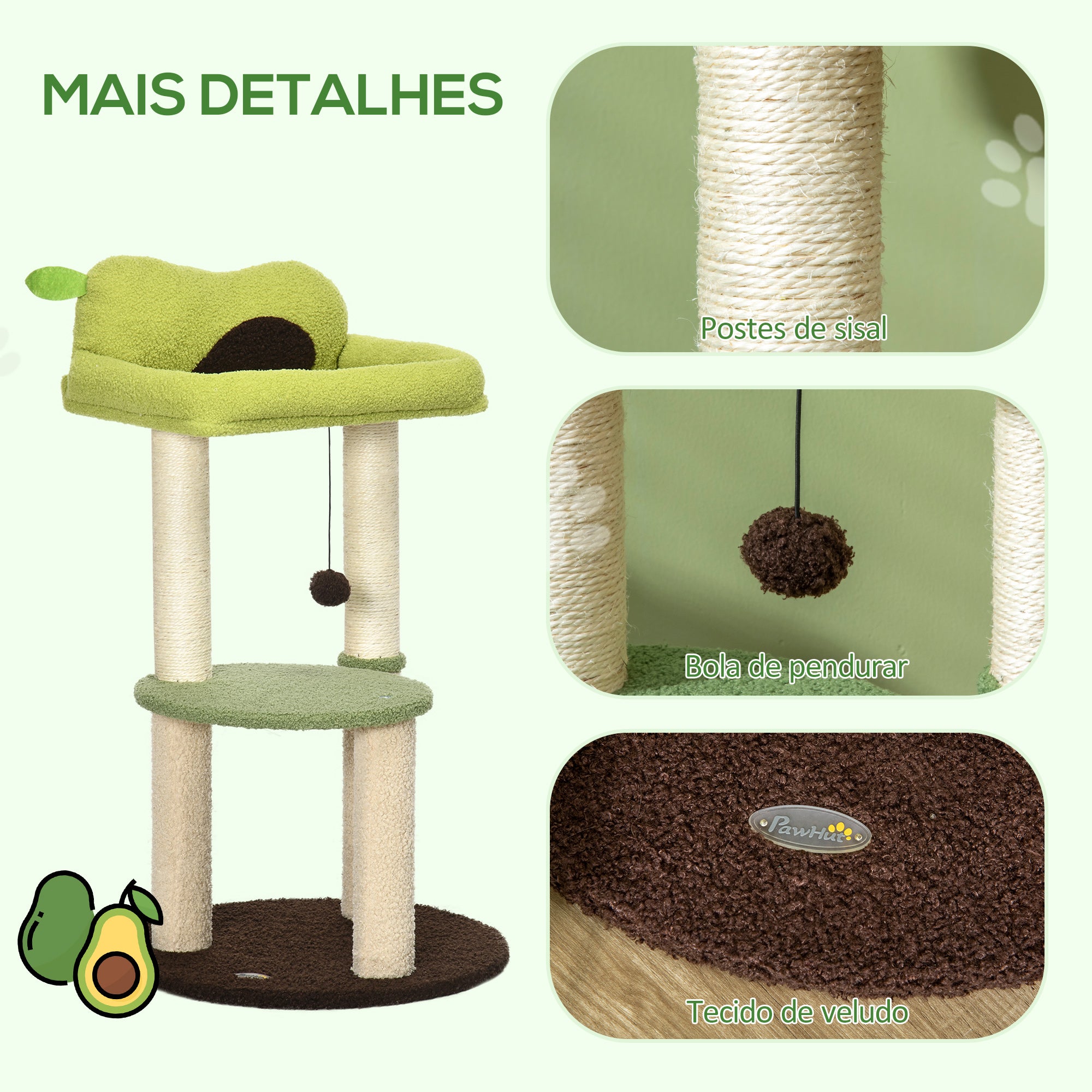 Arranhador para Gatos Altura 83cm Cor Verde